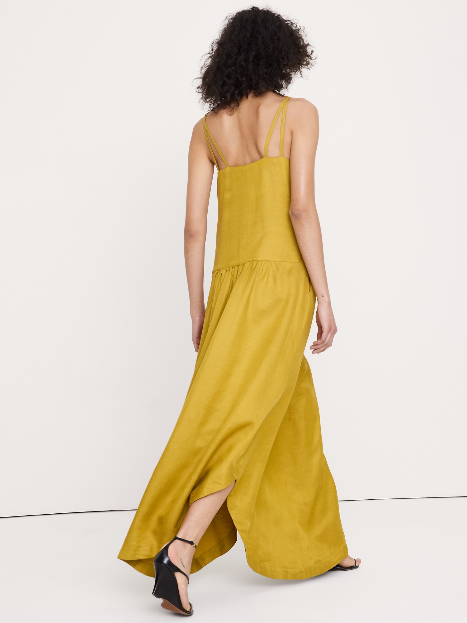Image number 3 showing, Viscose-Linen Drop-Waist Maxi Dress