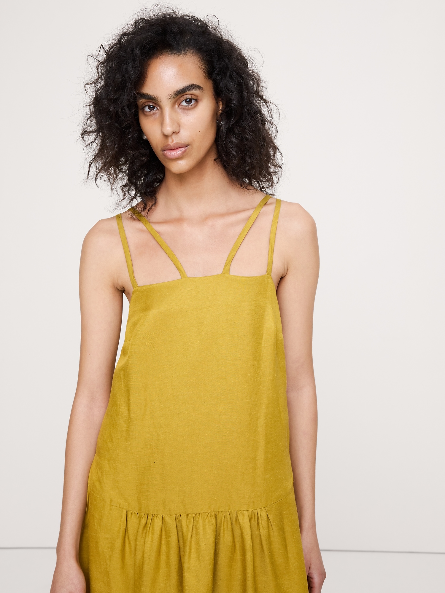 Image number 4 showing, Viscose-Linen Drop-Waist Maxi Dress