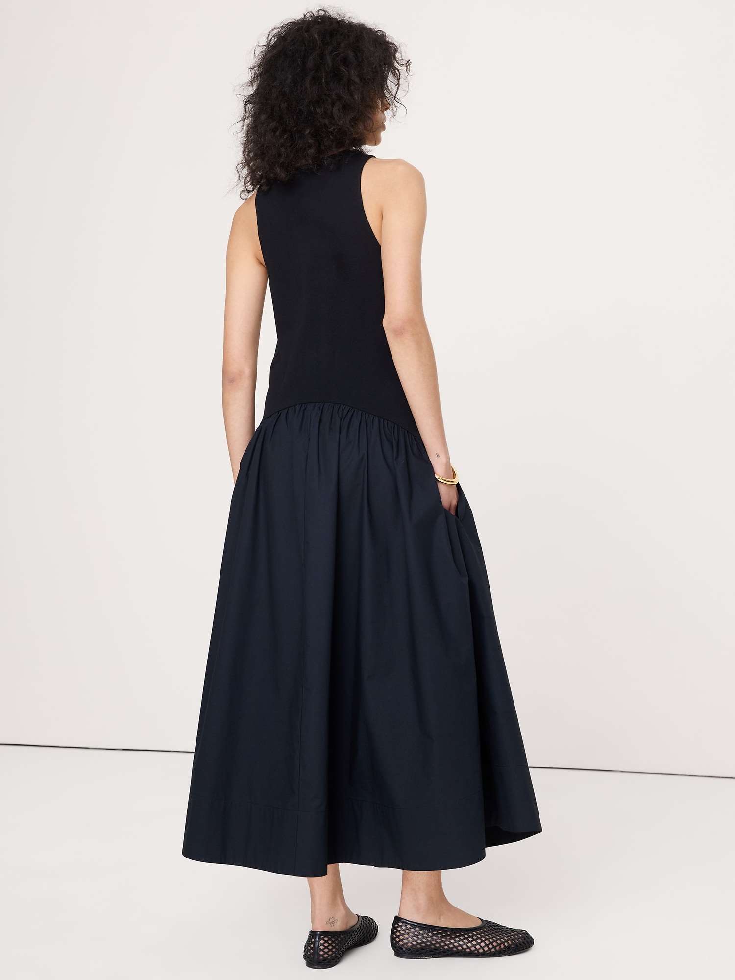 L'image numéro 3 présente Robe mi-longue en popeline de coton et jersey