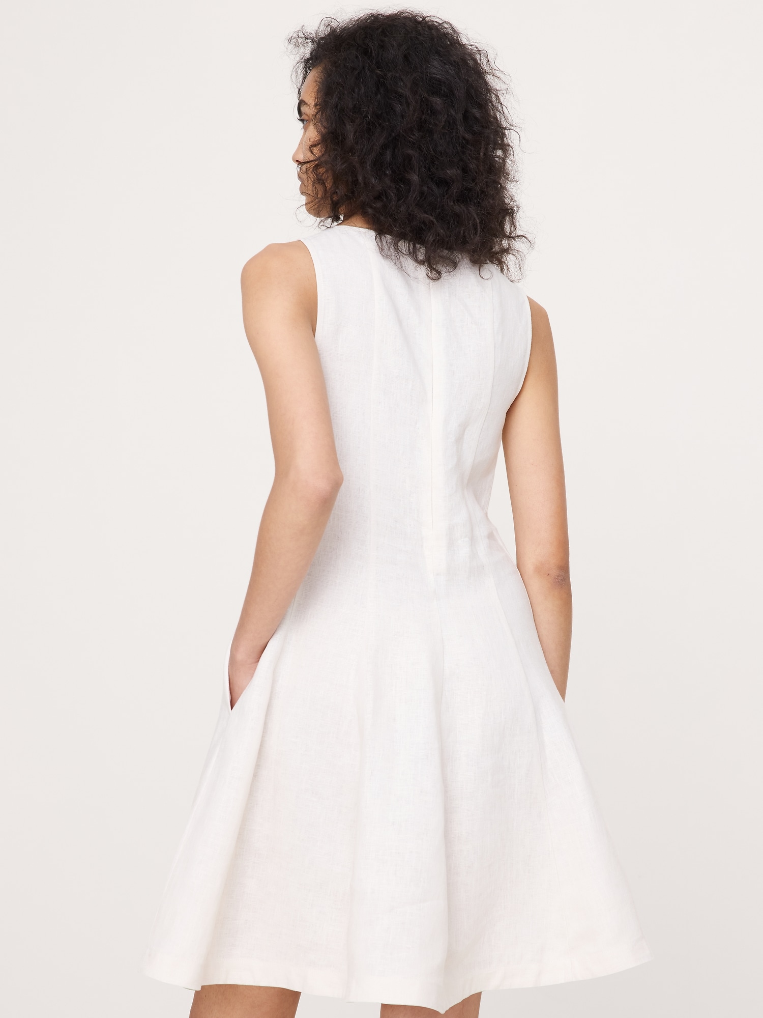 Image number 3 showing, Paneled Linen Mini Dress