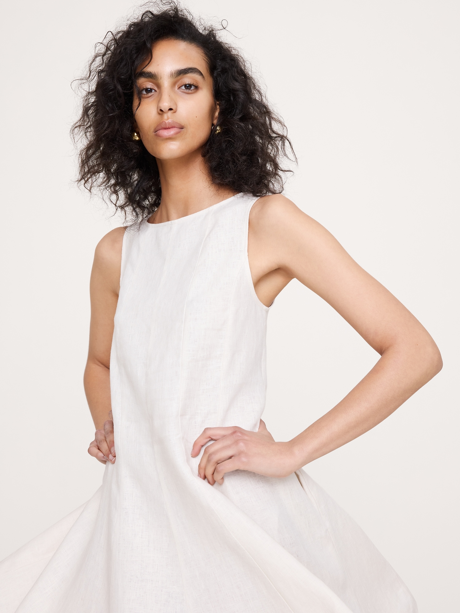 Image number 4 showing, Paneled Linen Mini Dress