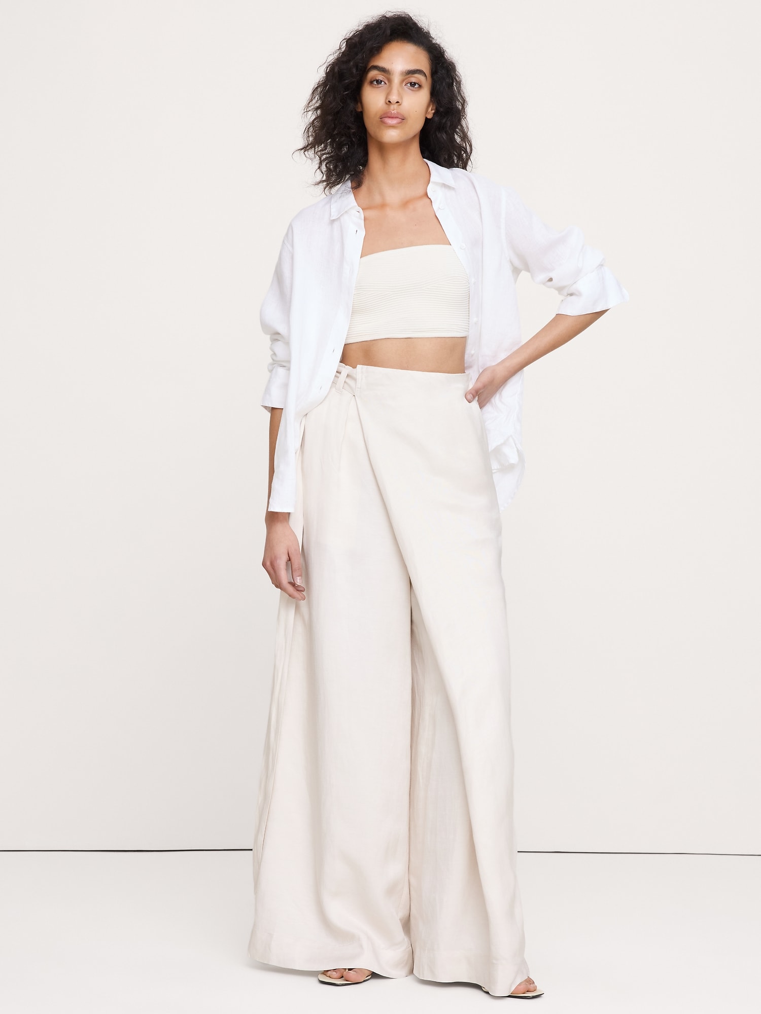 Image number 1 showing, Viscose-Linen Palazzo Pant