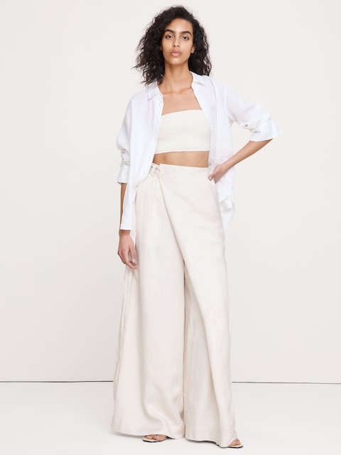PANTALON-JUPE EN LIN ET VISCOSE