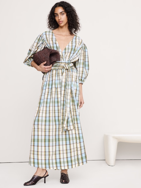 ROBE PORTEFEUILLE LONGUE EN COTON LÉGER