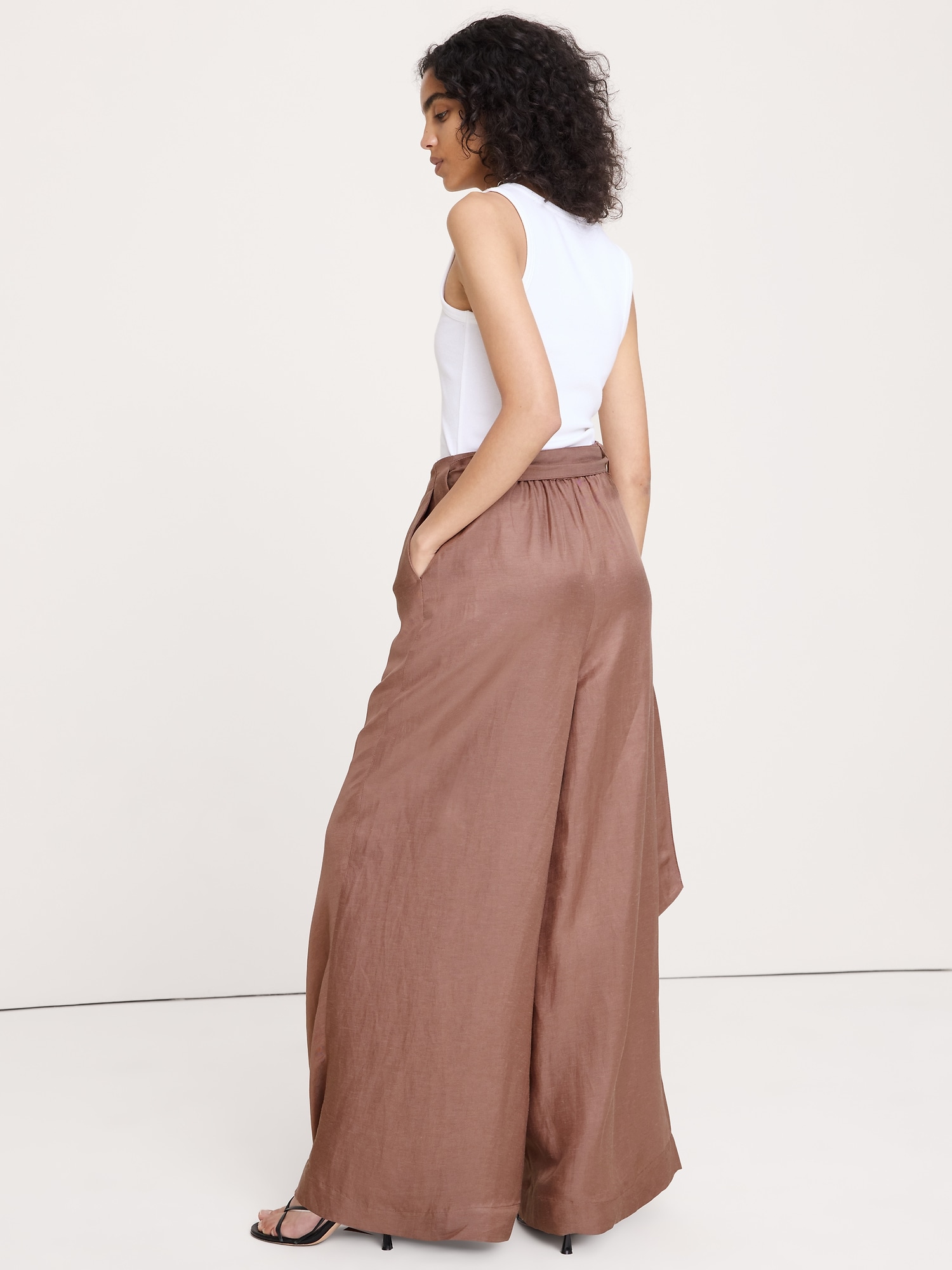 Image number 6 showing, Viscose-Linen Palazzo Pant