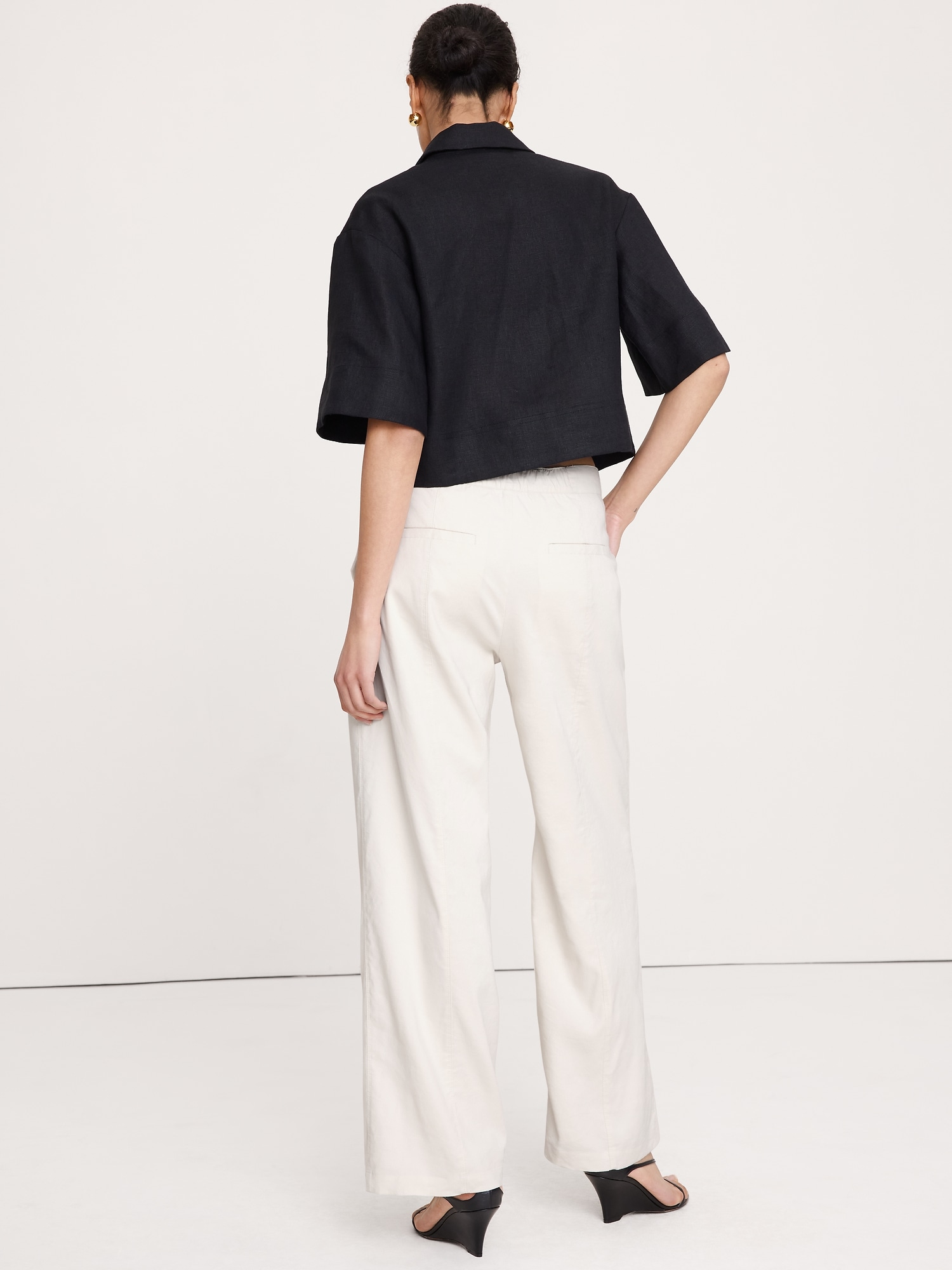 Image number 6 showing, Mid-Rise Straight Utility Pant in Stretch Linen-Viscose