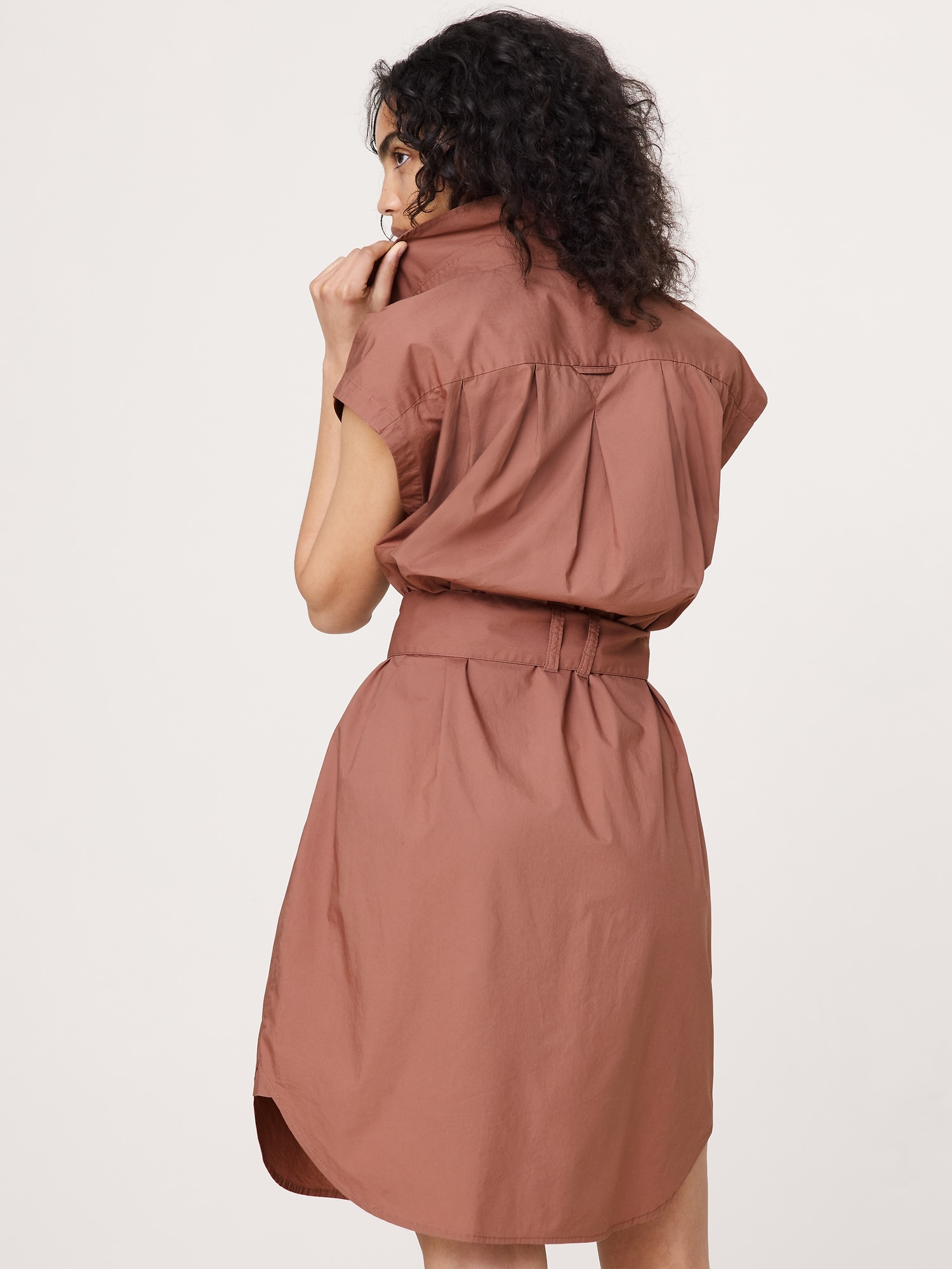 Image number 5 showing, Cotton Poplin Belted Mini Shirt Dress