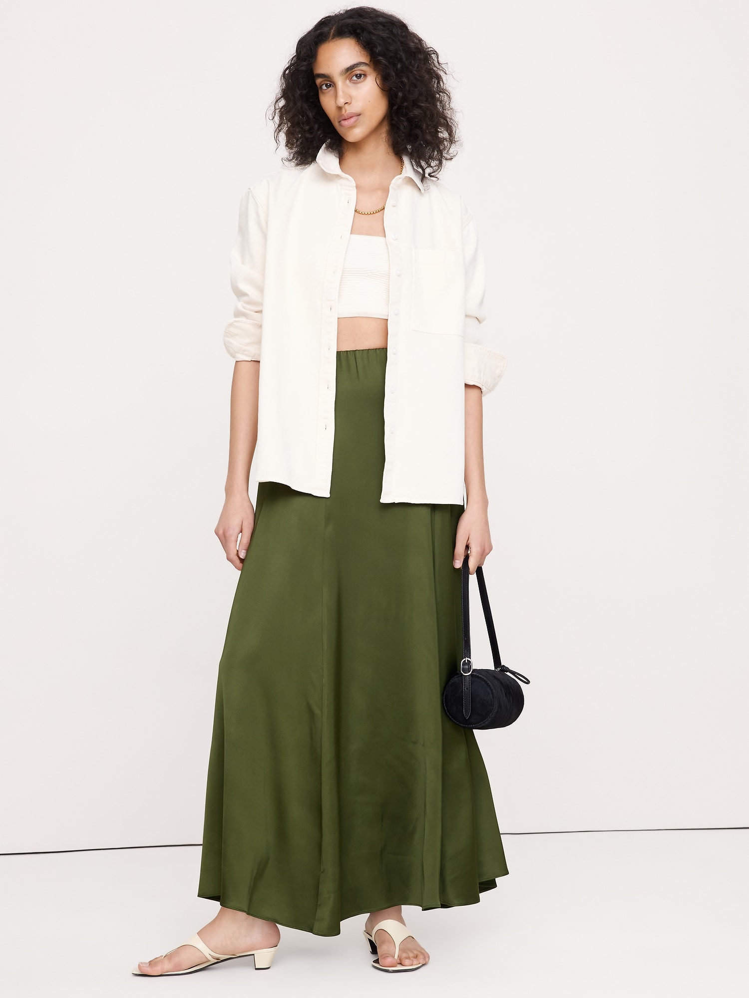 JUPE LONGUE EN SATIN EXTENSIBLE