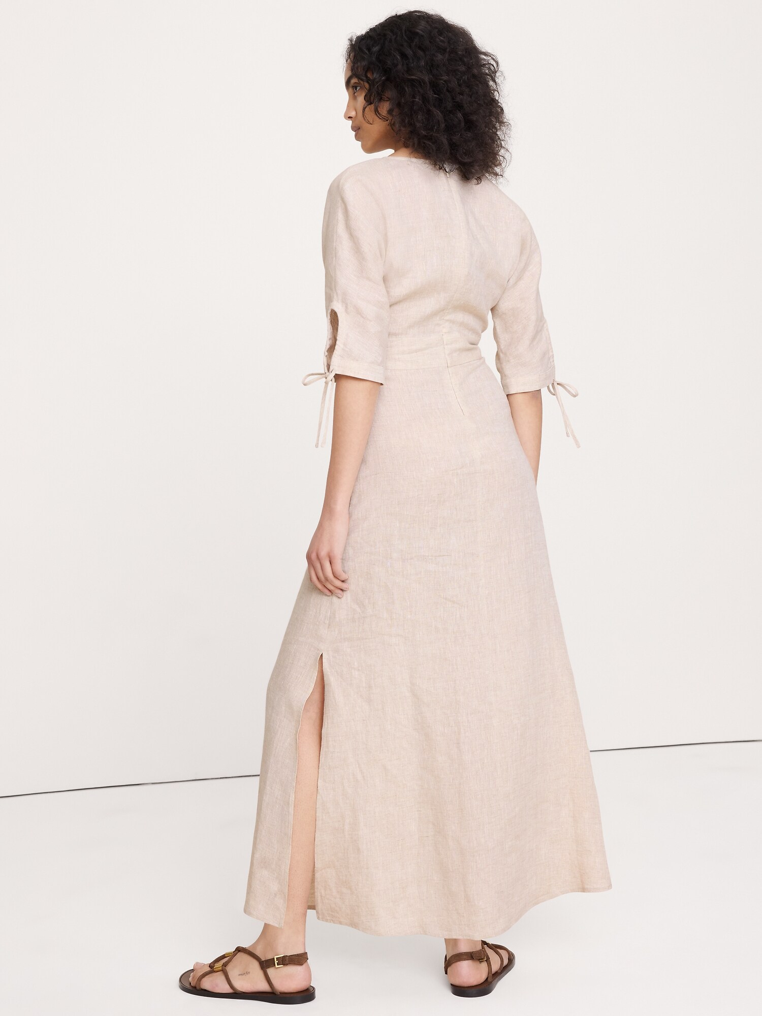 Image number 5 showing, Linen Tie-Sleeve Midi Dress