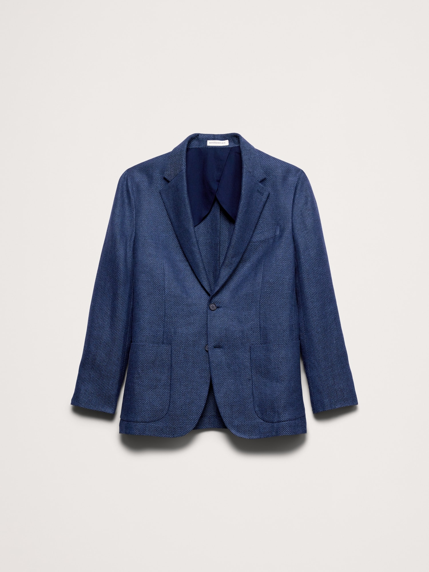 L'image numéro 5 présente Blazer sport en lin bleu à chevrons