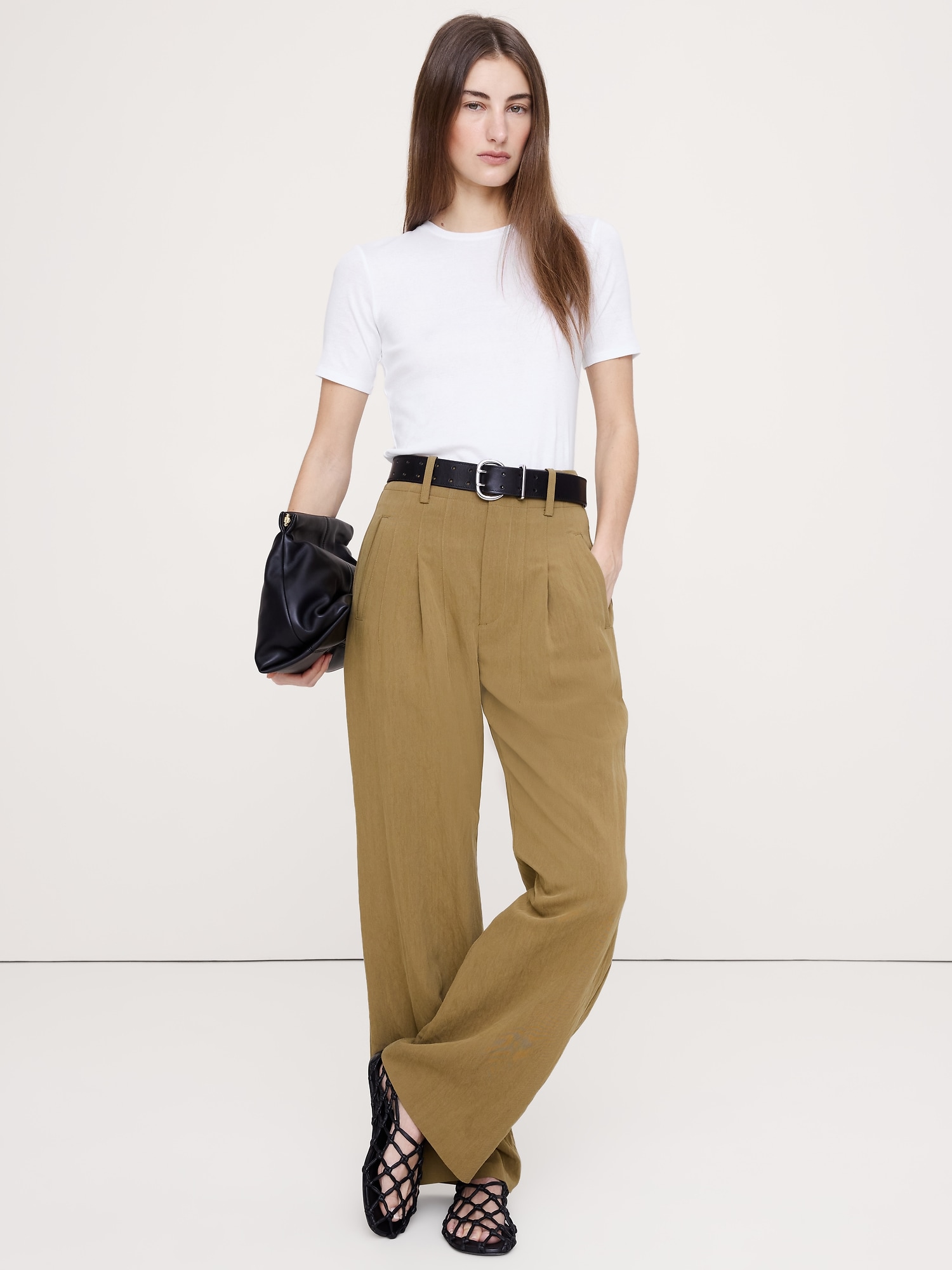 T-SHIRT À MANCHES AUX COUDES EN COTON À CÔTES FINES