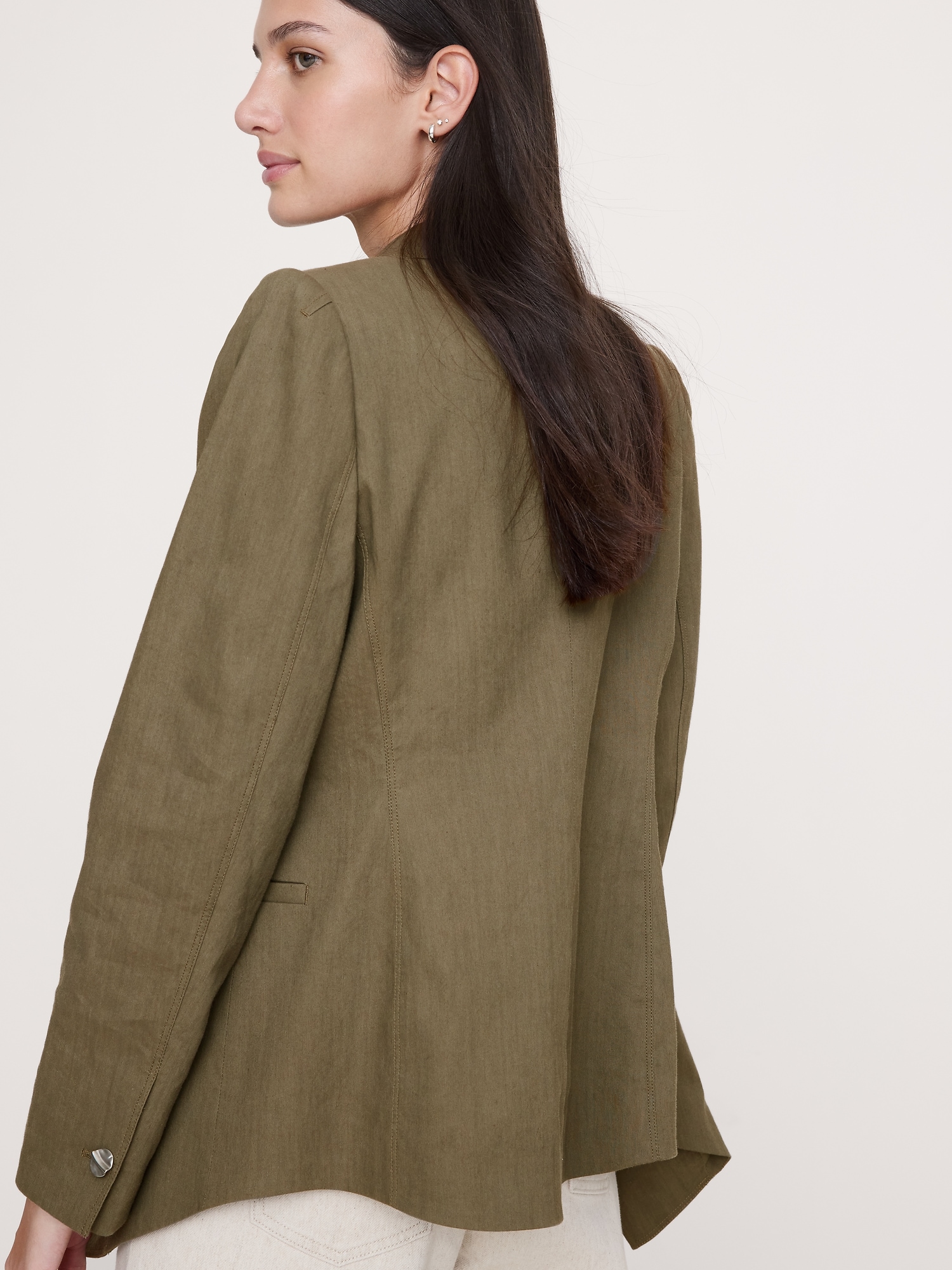 Image number 3 showing, Stretch Linen-Viscose Long Blazer