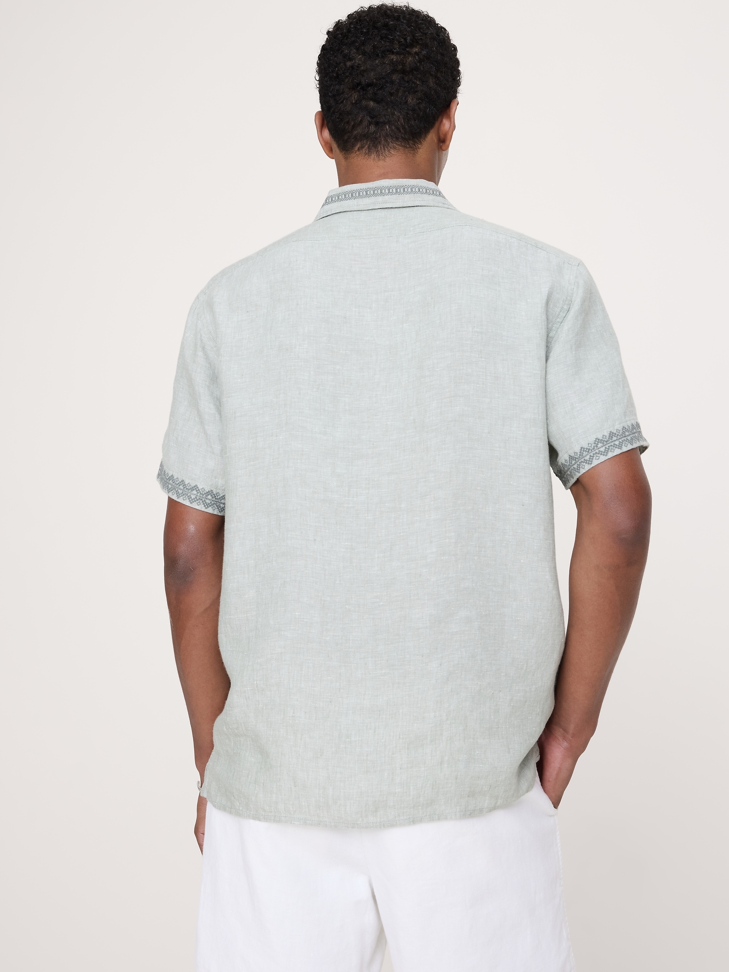 Image number 3 showing, Standard-Fit Embroidered Linen Resort Shirt
