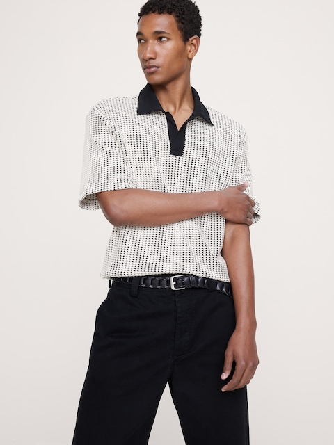 POLO DÉCONTRACTÉ EN TRICOT GAUFRÉ