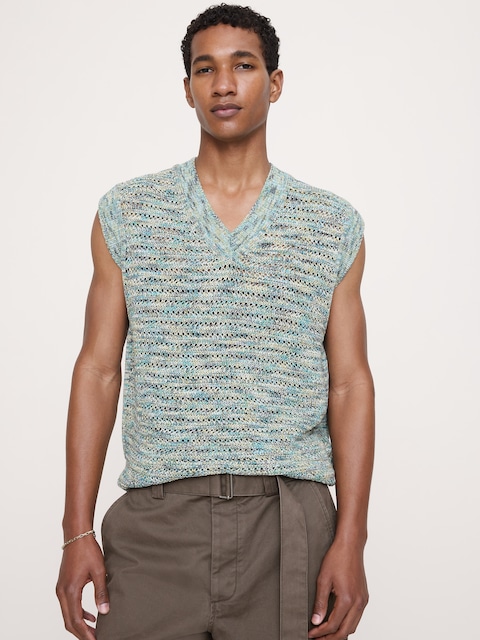 GILET CROCHETÉ EN COTON TEINT PAR ESPACEMENT