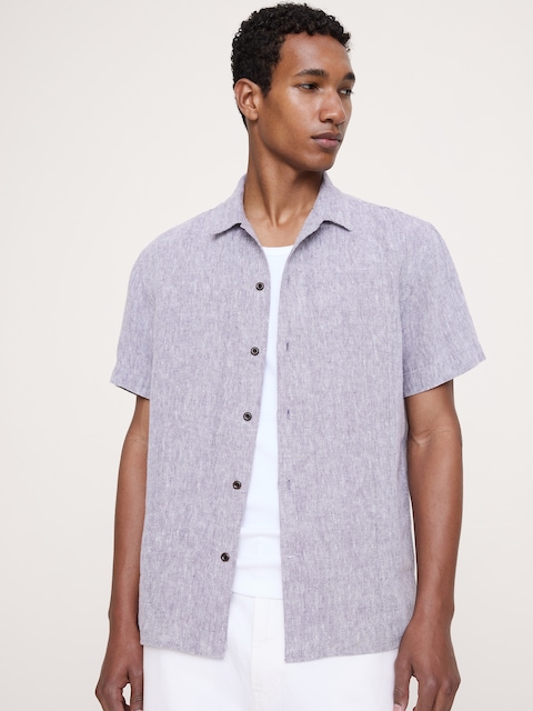 CHEMISE DE VACANCES À COUPE STANDARD EN LIN DE POIDS MOYEN
