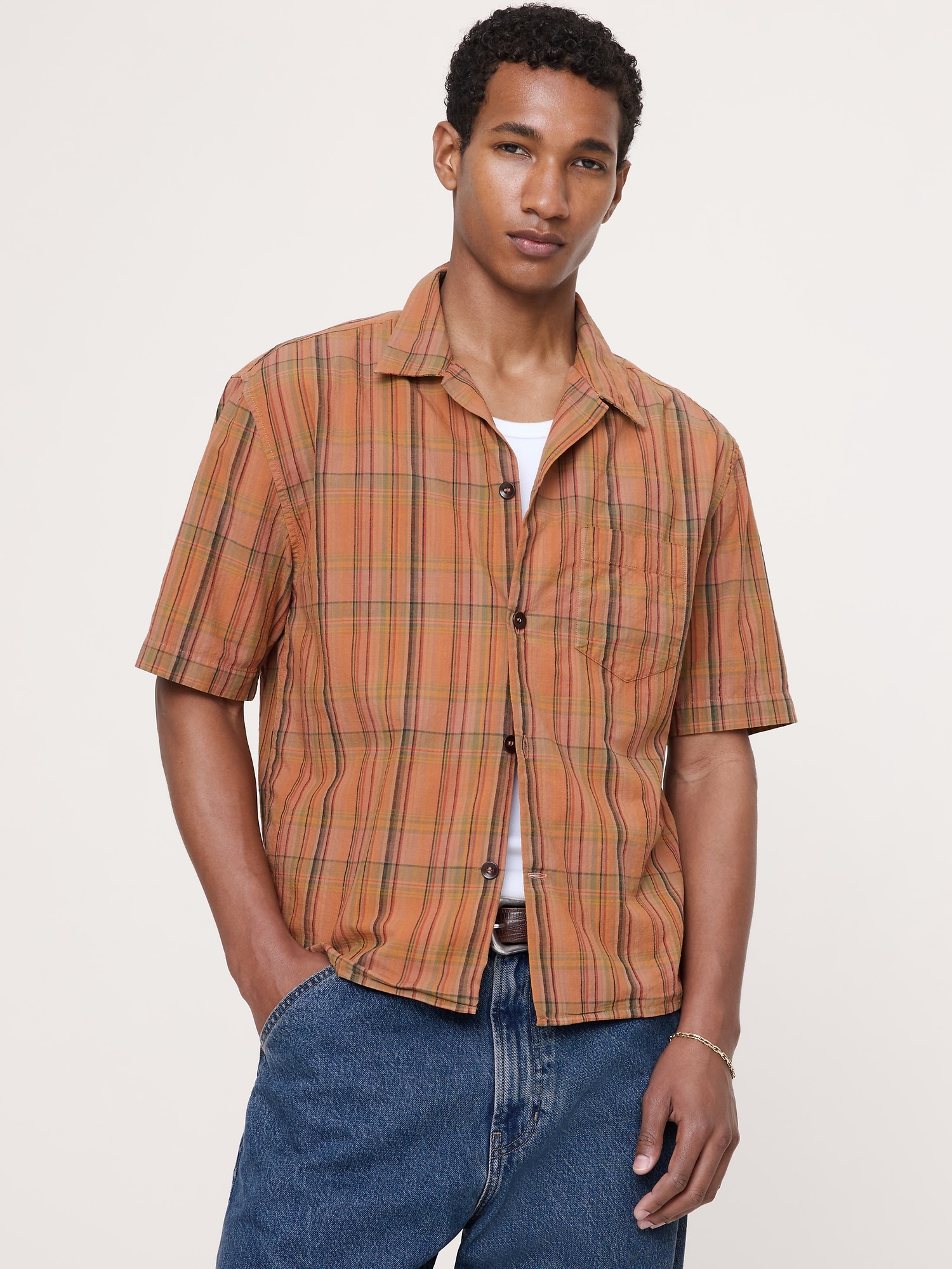 Image number 1 showing, Relaxed-Fit Cotton Slub Resort Shirt