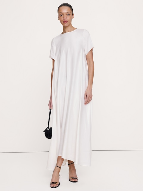 ROBE TRAPÈZE LONGUE EN LIN ET VISCOSE