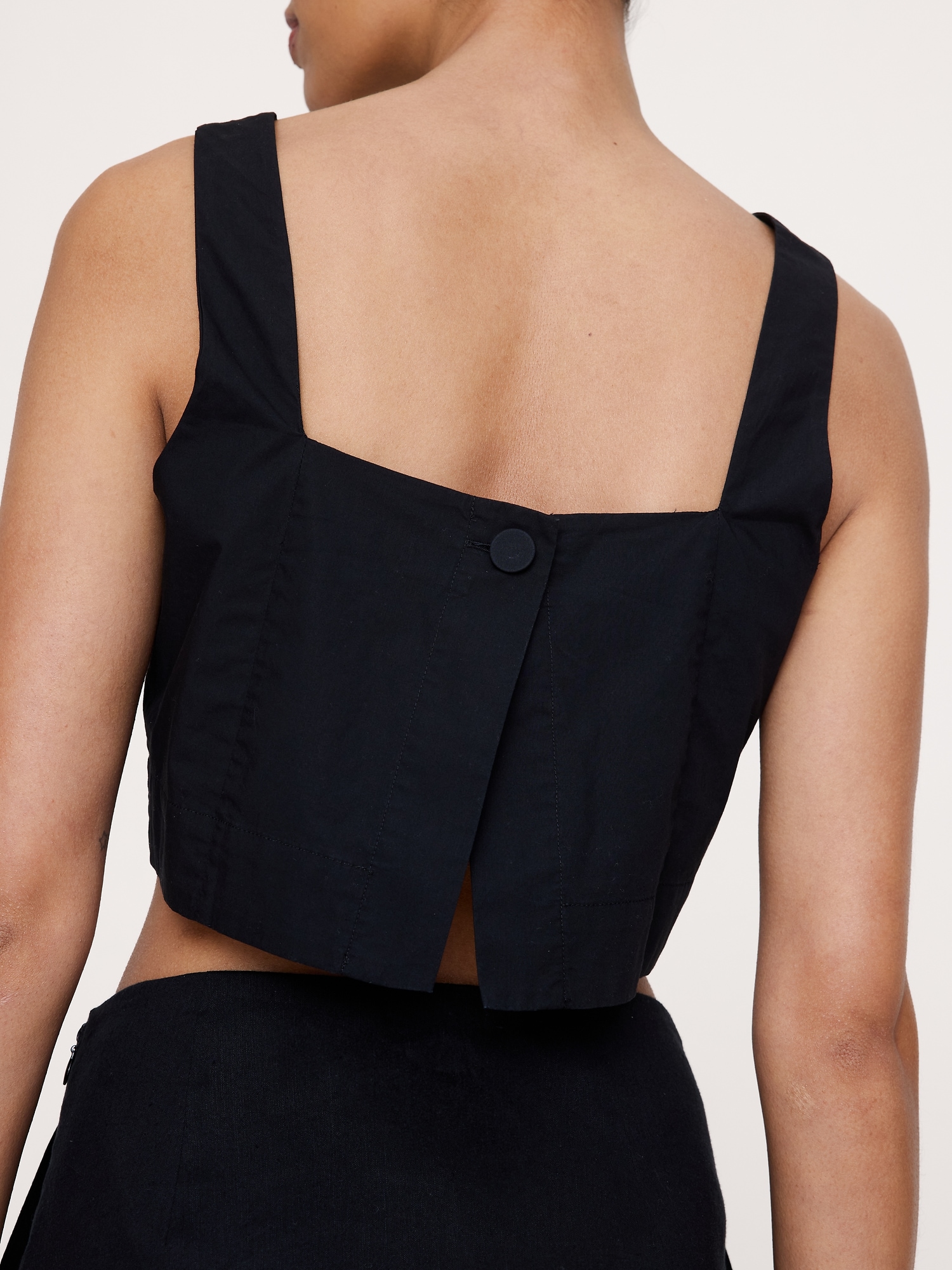Image number 4 showing, Cotton Poplin Square-Neck Cropped Tank