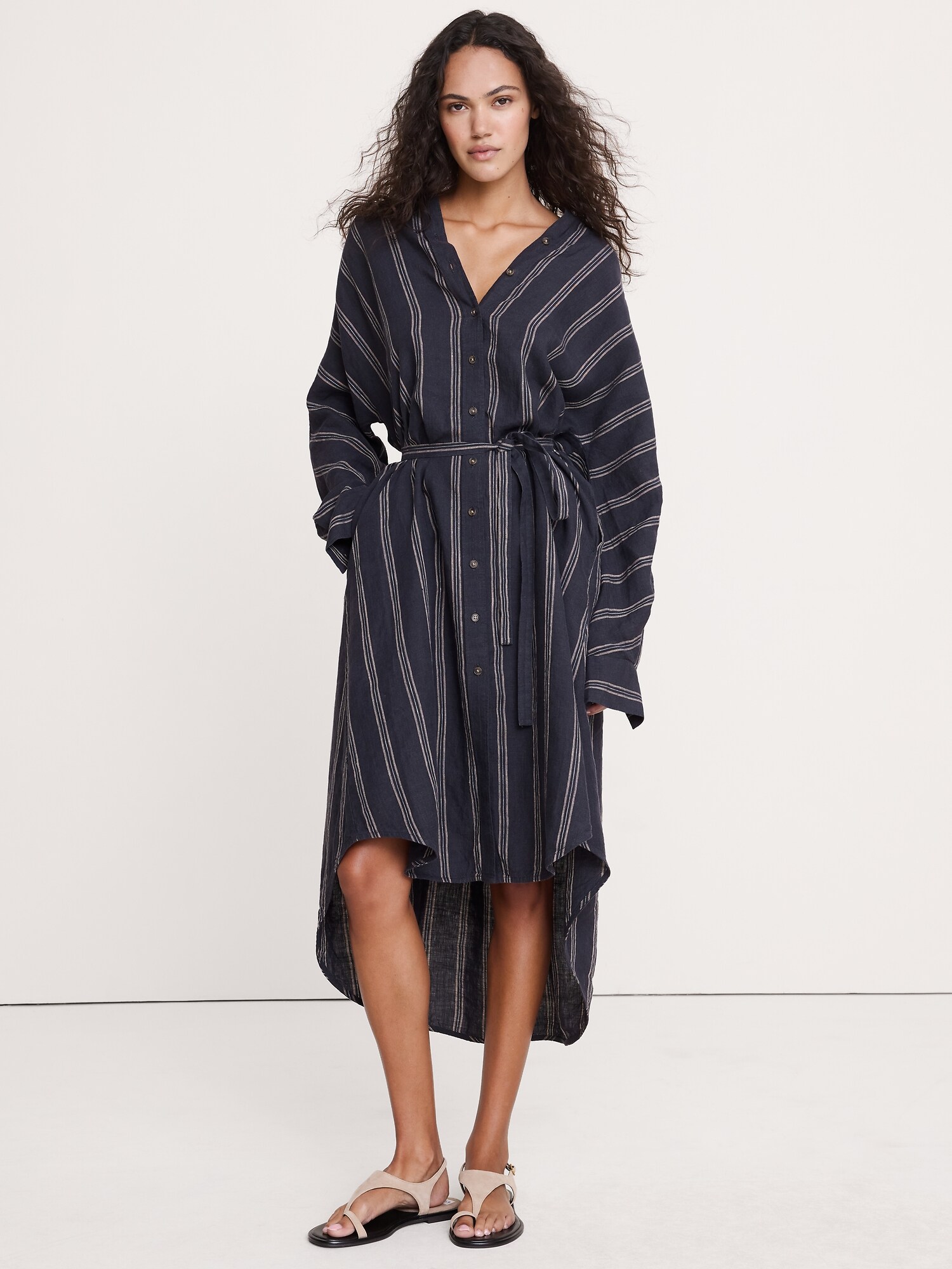 Image number 3 showing, Linen Midi Shirt Dress