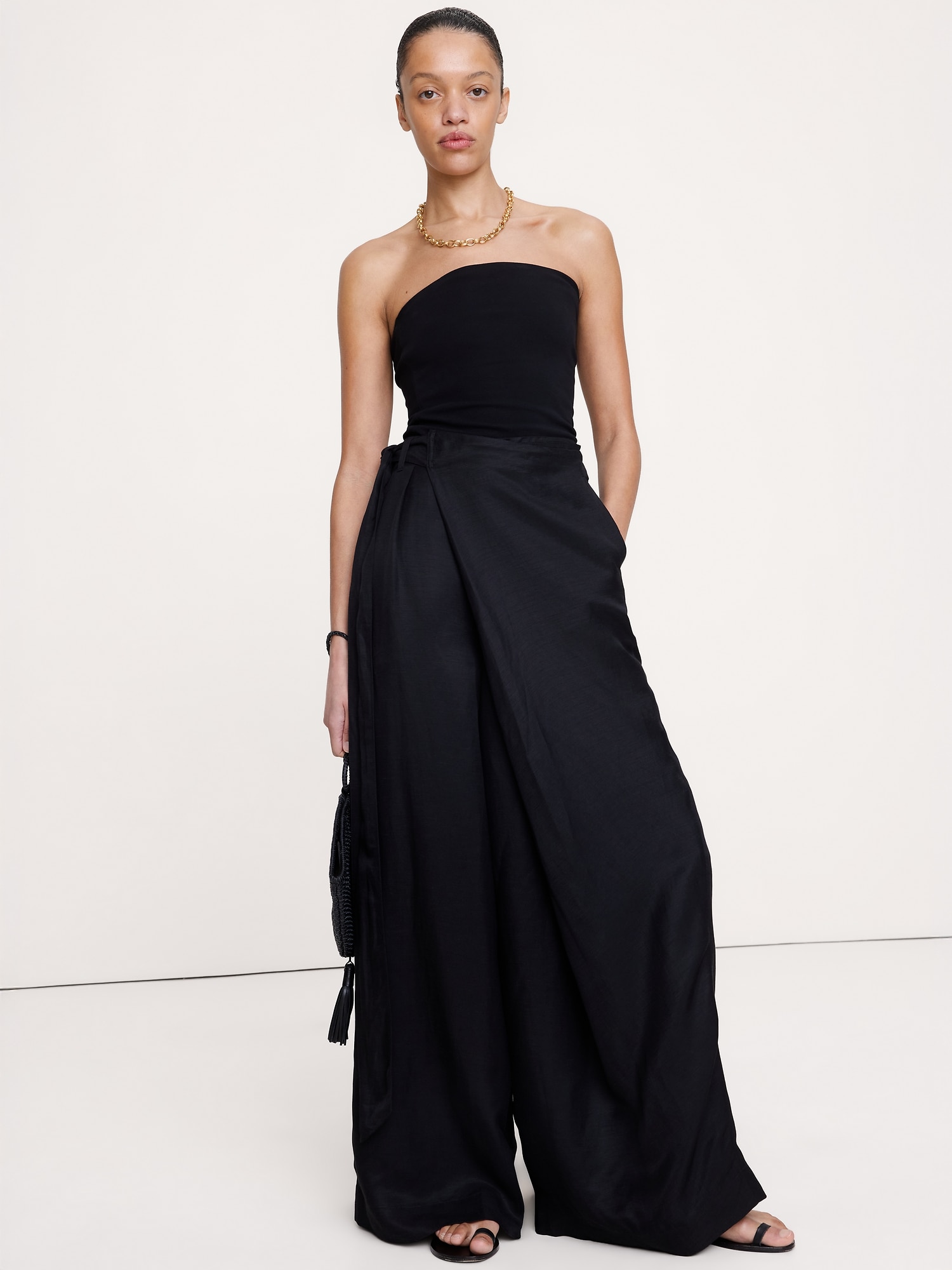 PANTALON-JUPE EN LIN ET VISCOSE