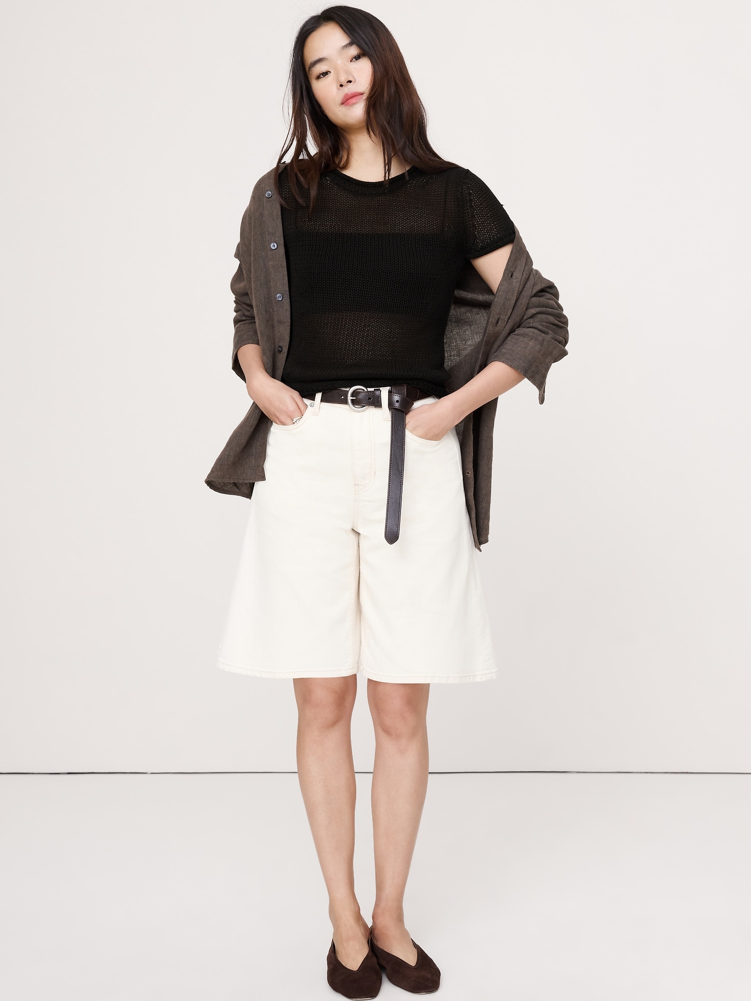 L'image numéro 7 présente Chandail à manches courtes en lin classique