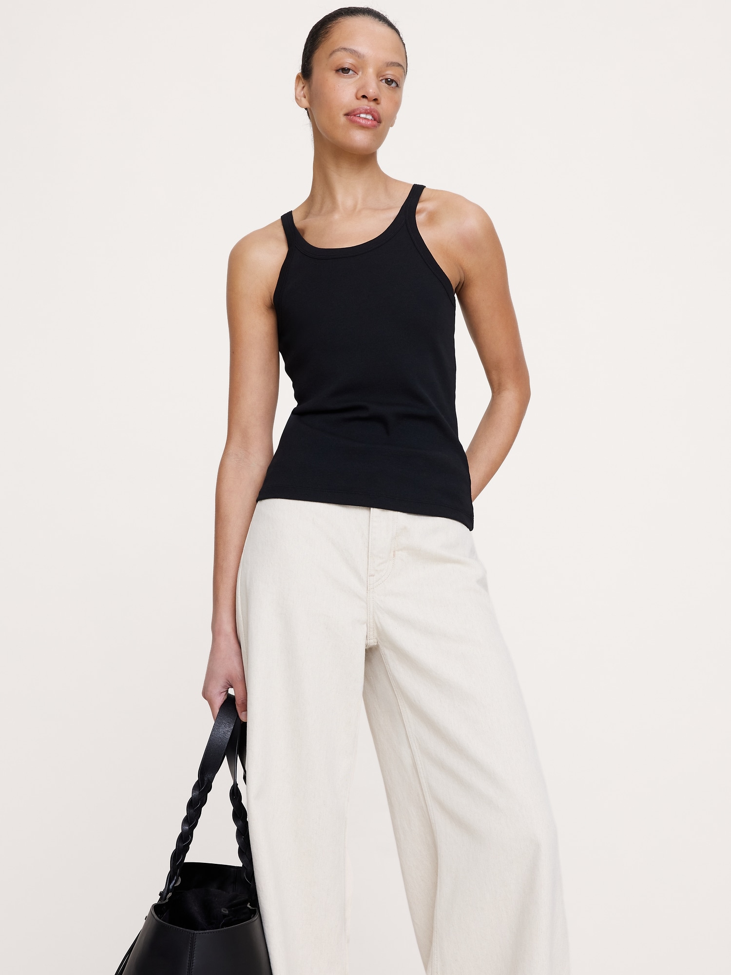 CAMISOLE À ENCOLURE DÉGAGÉE EN TRICOT CÔTELÉ