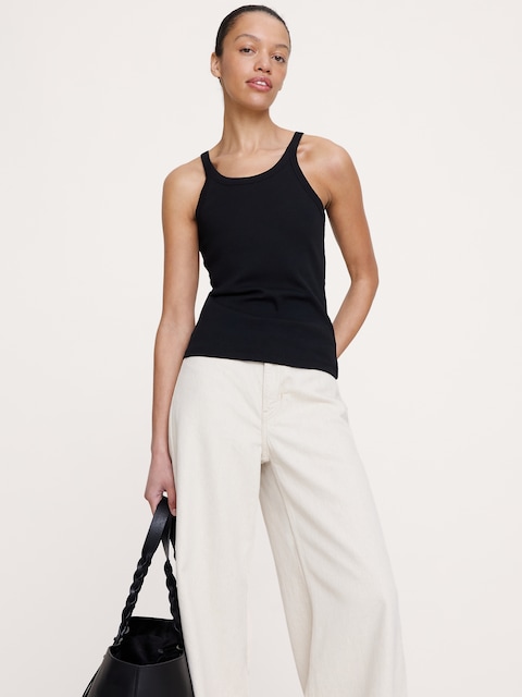 CAMISOLE À ENCOLURE DÉGAGÉE EN TRICOT CÔTELÉ