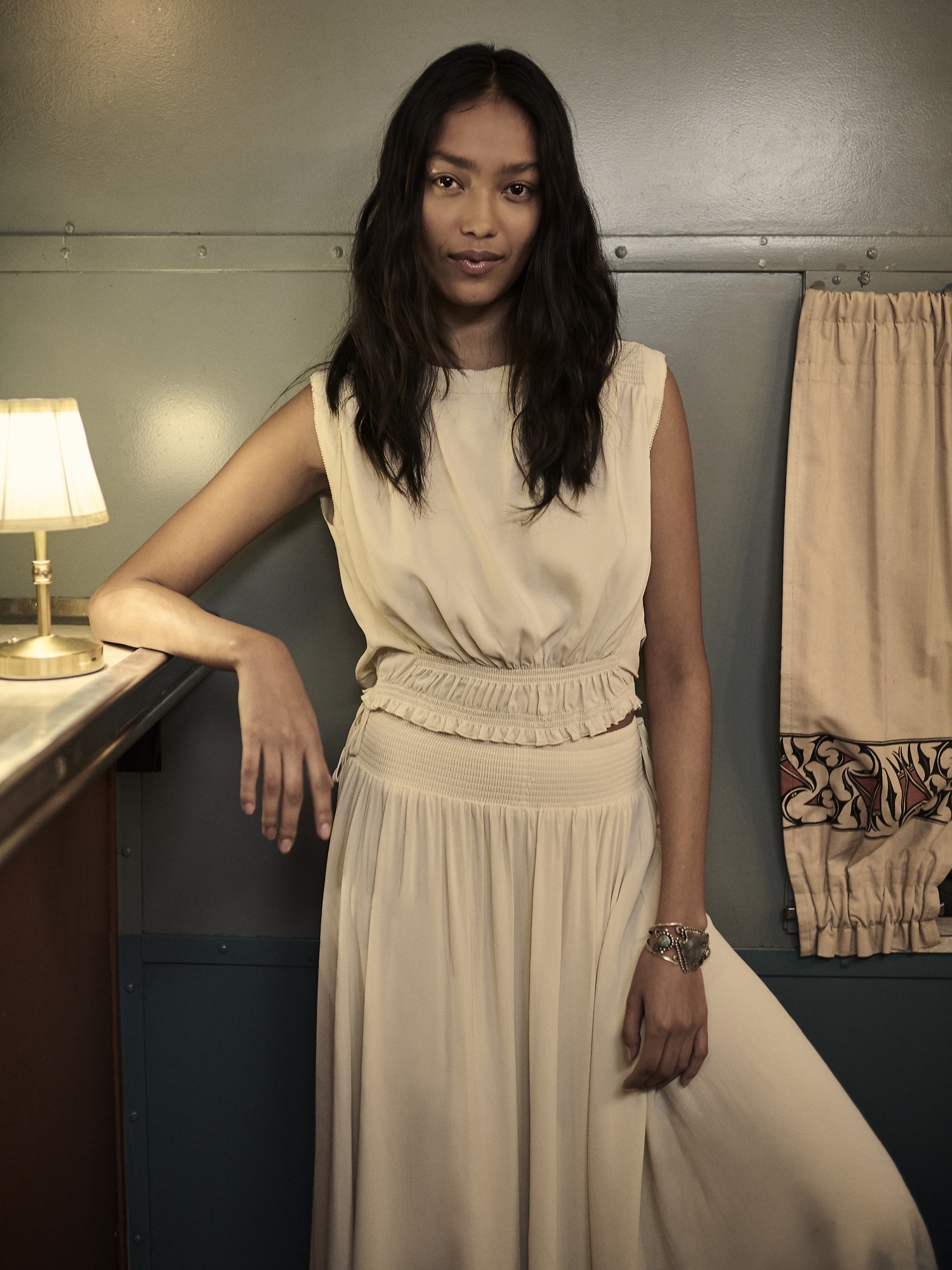 Image number 5 showing, Smocked Georgette Maxi Skirt