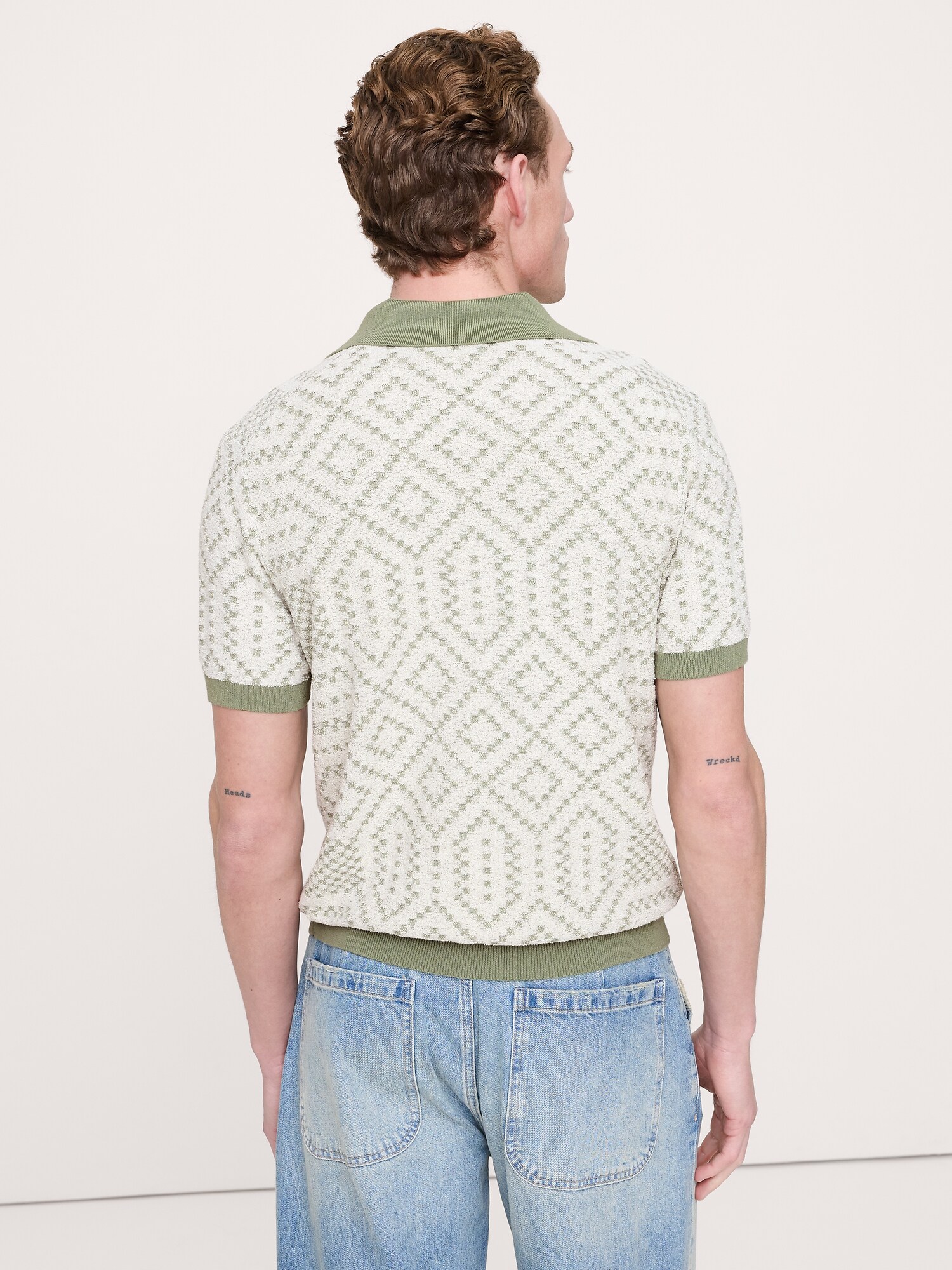 Image number 2 showing, Linen-Cotton Blend Jacquard Polo