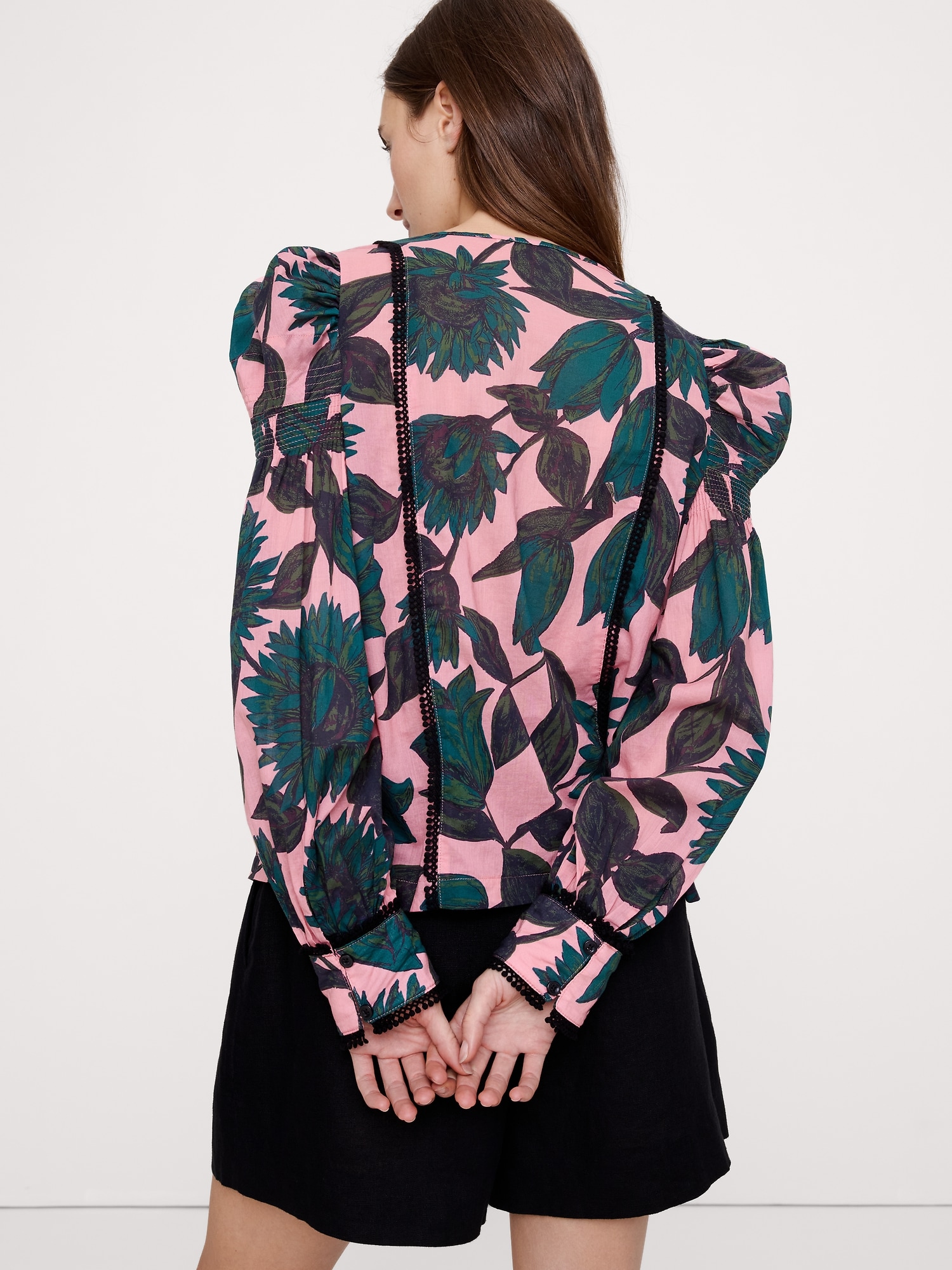 Image number 2 showing, Lightweight Cotton Puff-Sleeve Top