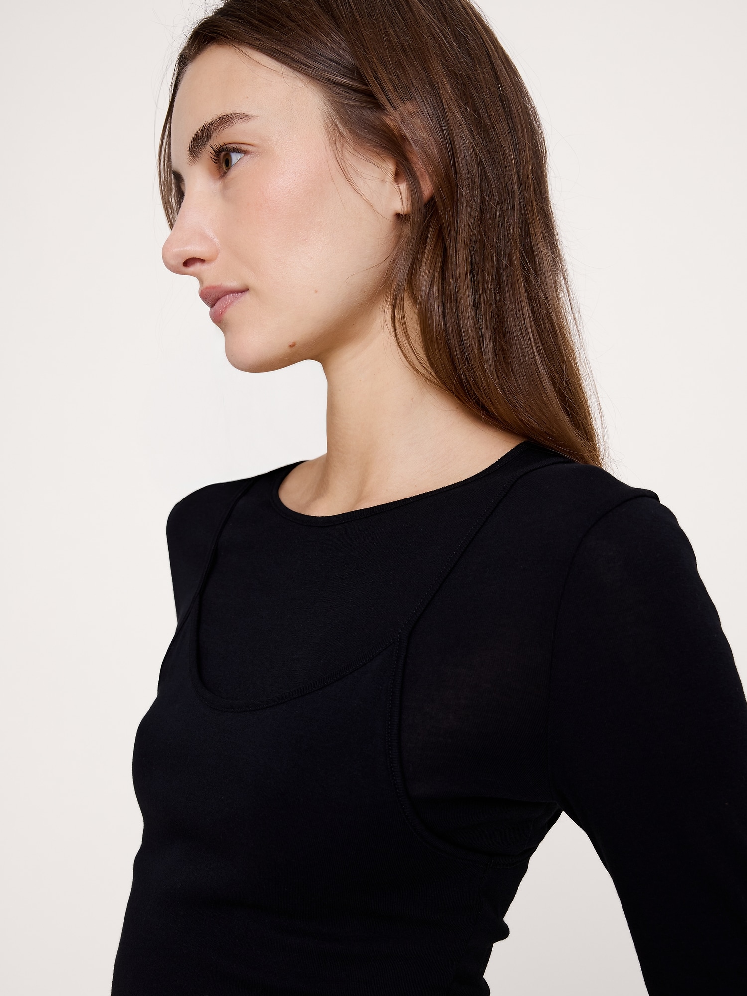 L'image numéro 3 présente T-shirt à manches longues en coton léger double épaisseur