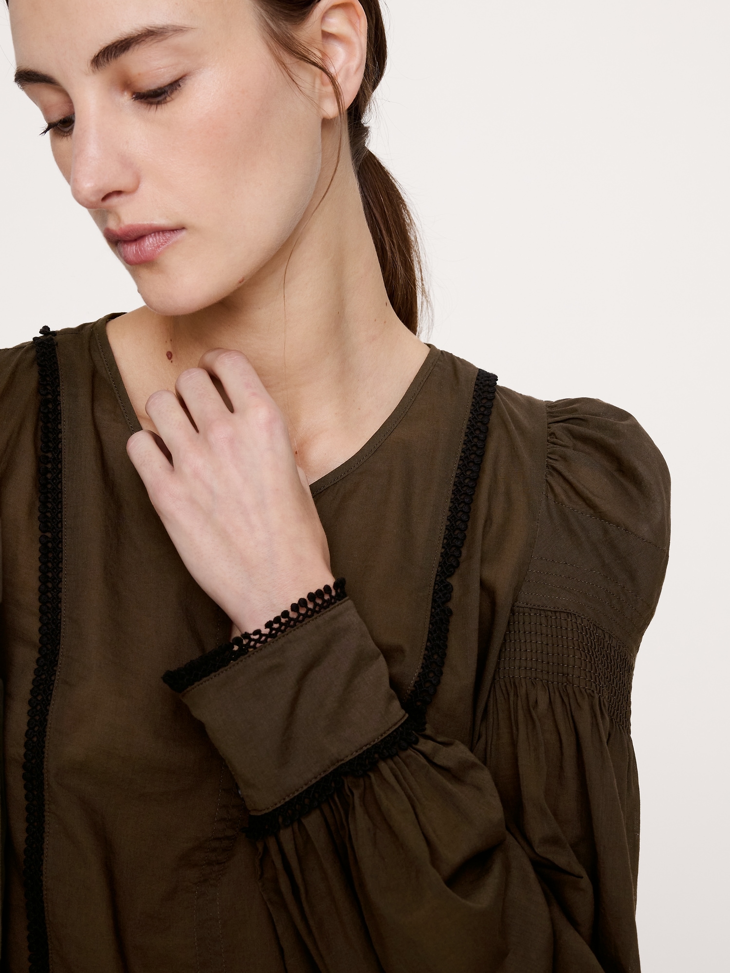 Image number 8 showing, Lightweight Cotton Puff-Sleeve Top