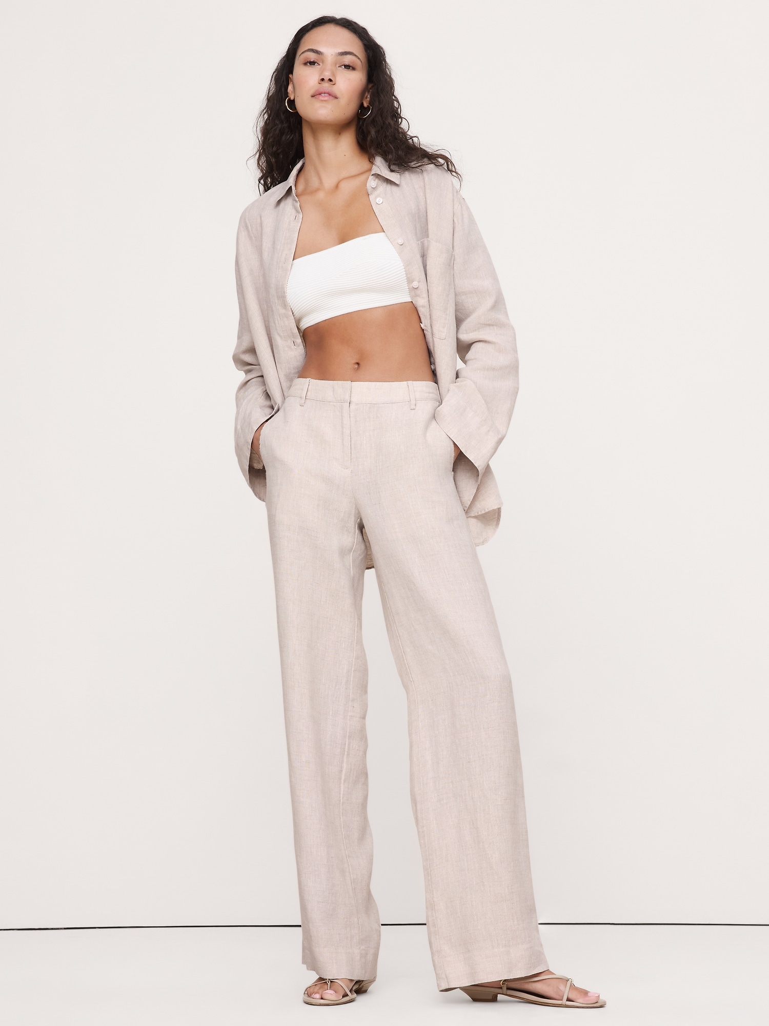 PANTALON À JAMBE LARGE DE TOUS LES JOURS EN LIN