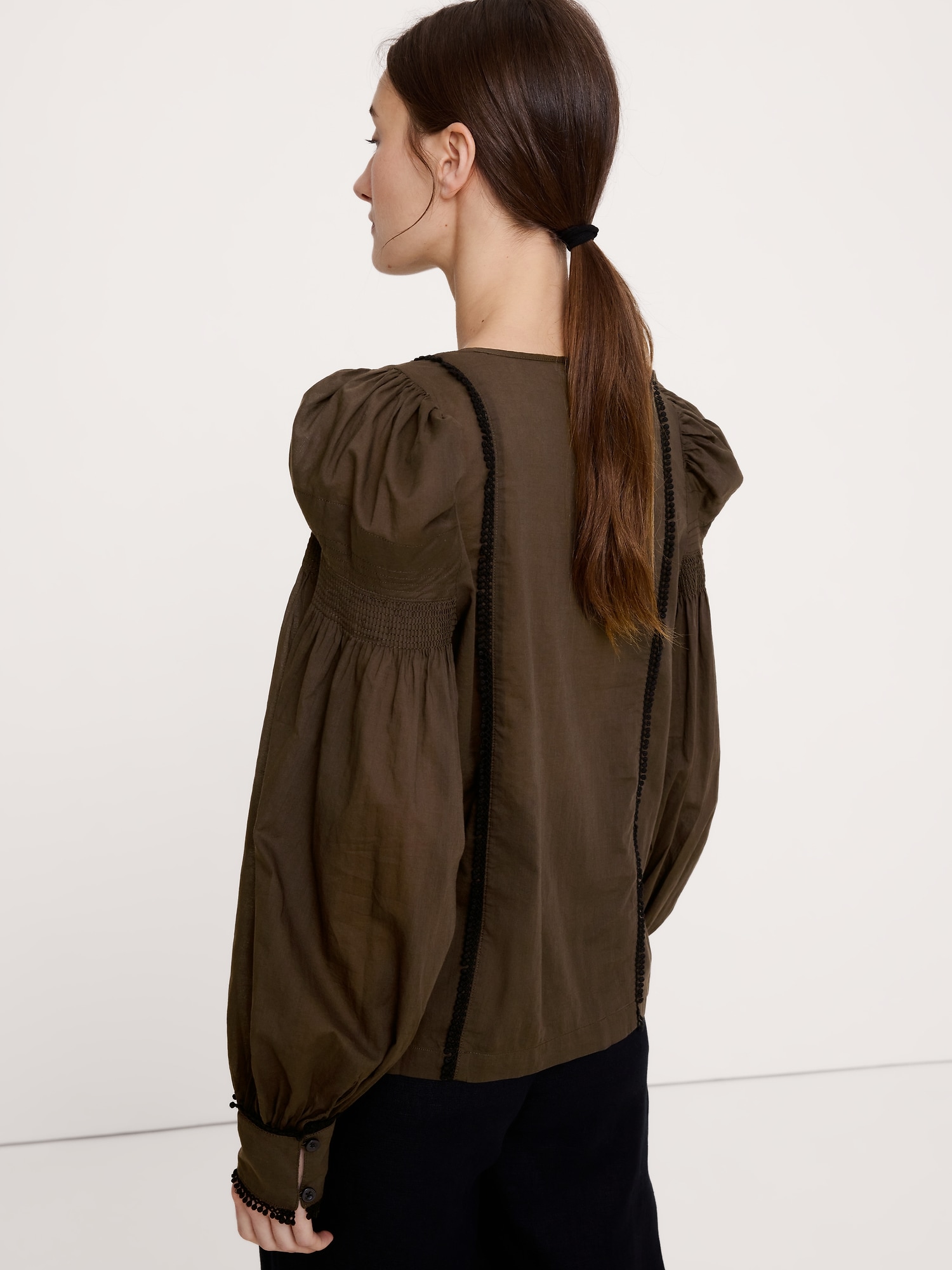 Image number 7 showing, Lightweight Cotton Puff-Sleeve Top