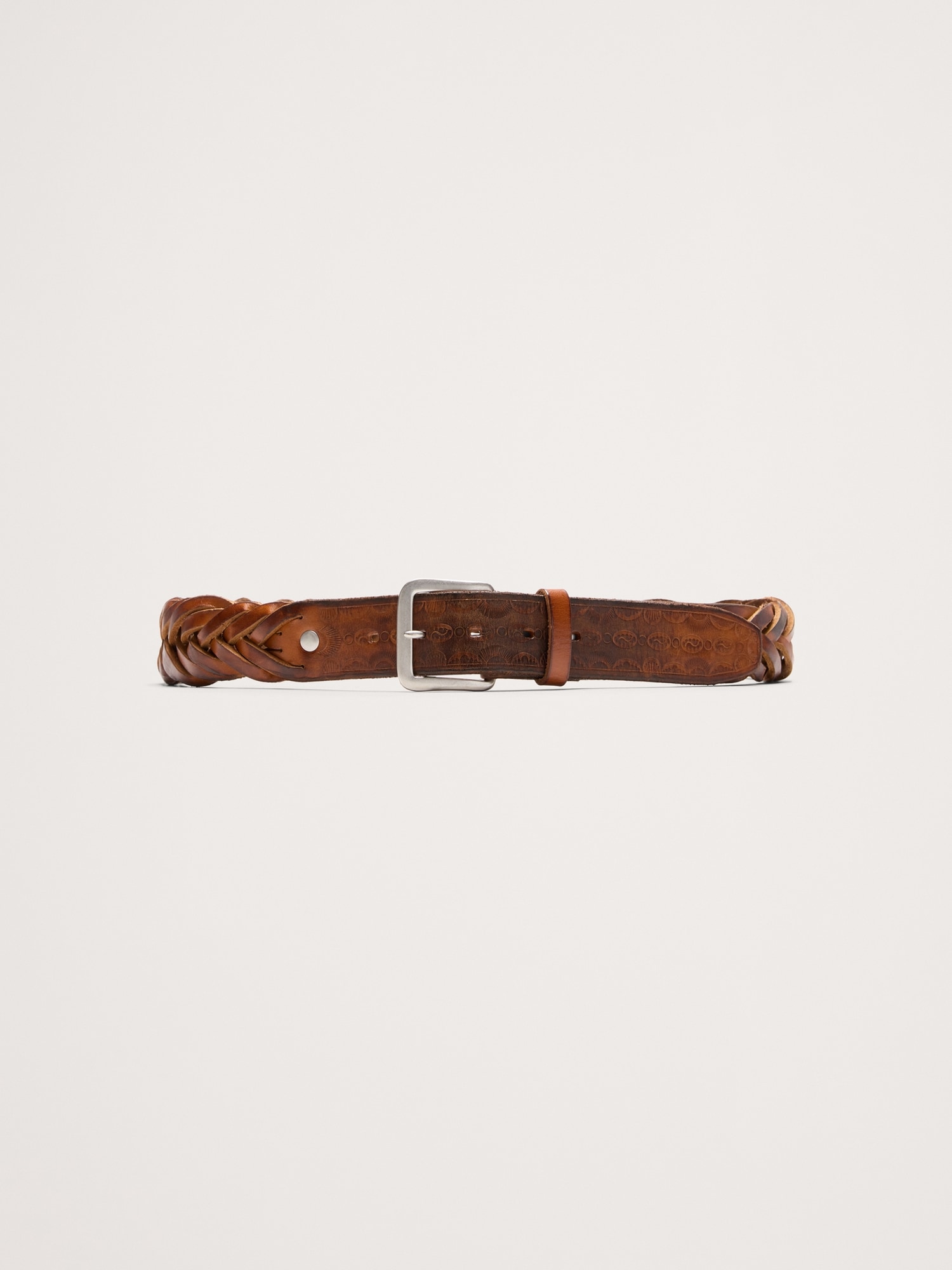 Image number 1 showing, Braided Embossed Leather Belt