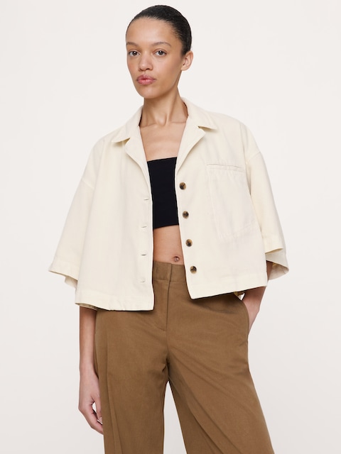 CHEMISIER COURT ET DROIT EN DENIM