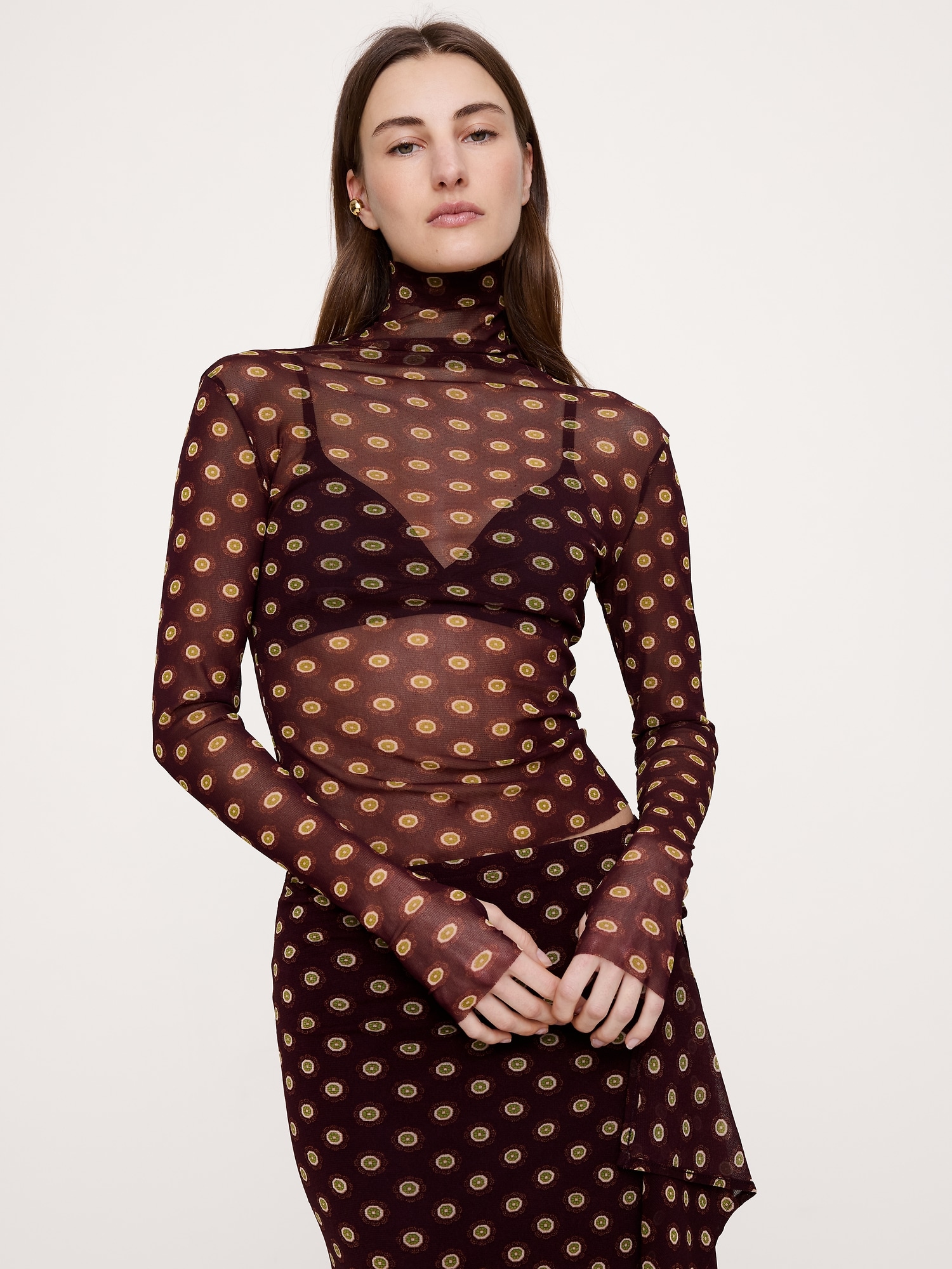 Image number 1 showing, Mesh Turtleneck Top
