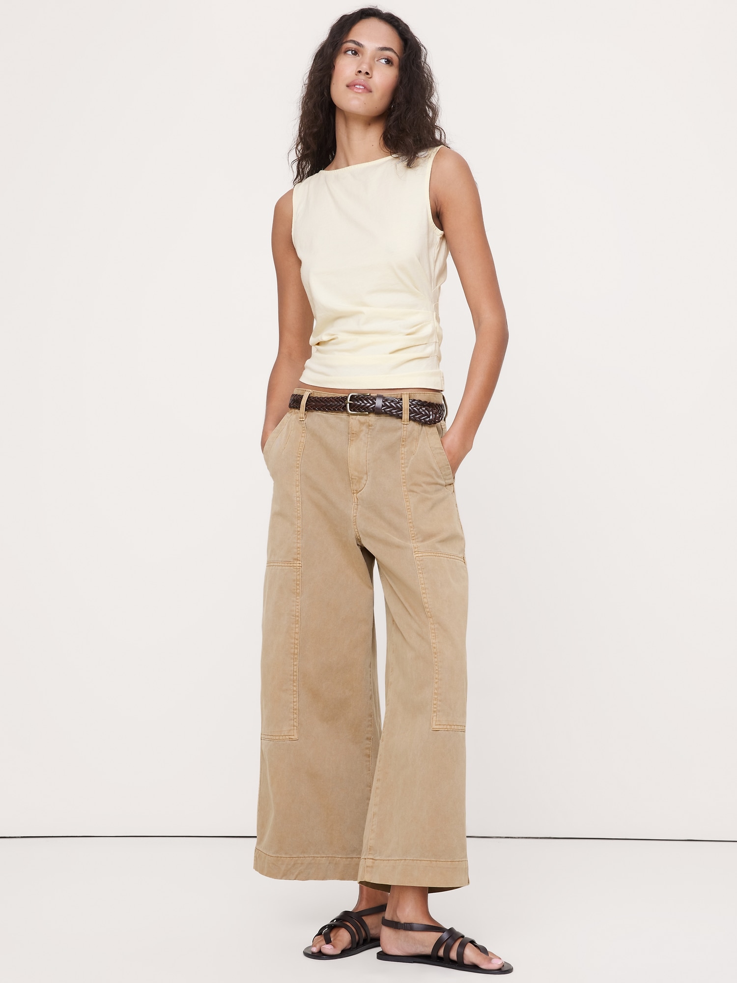 CAMISOLE FRONCÉE SUR LE CÔTÉ EN COTON RÉTRO