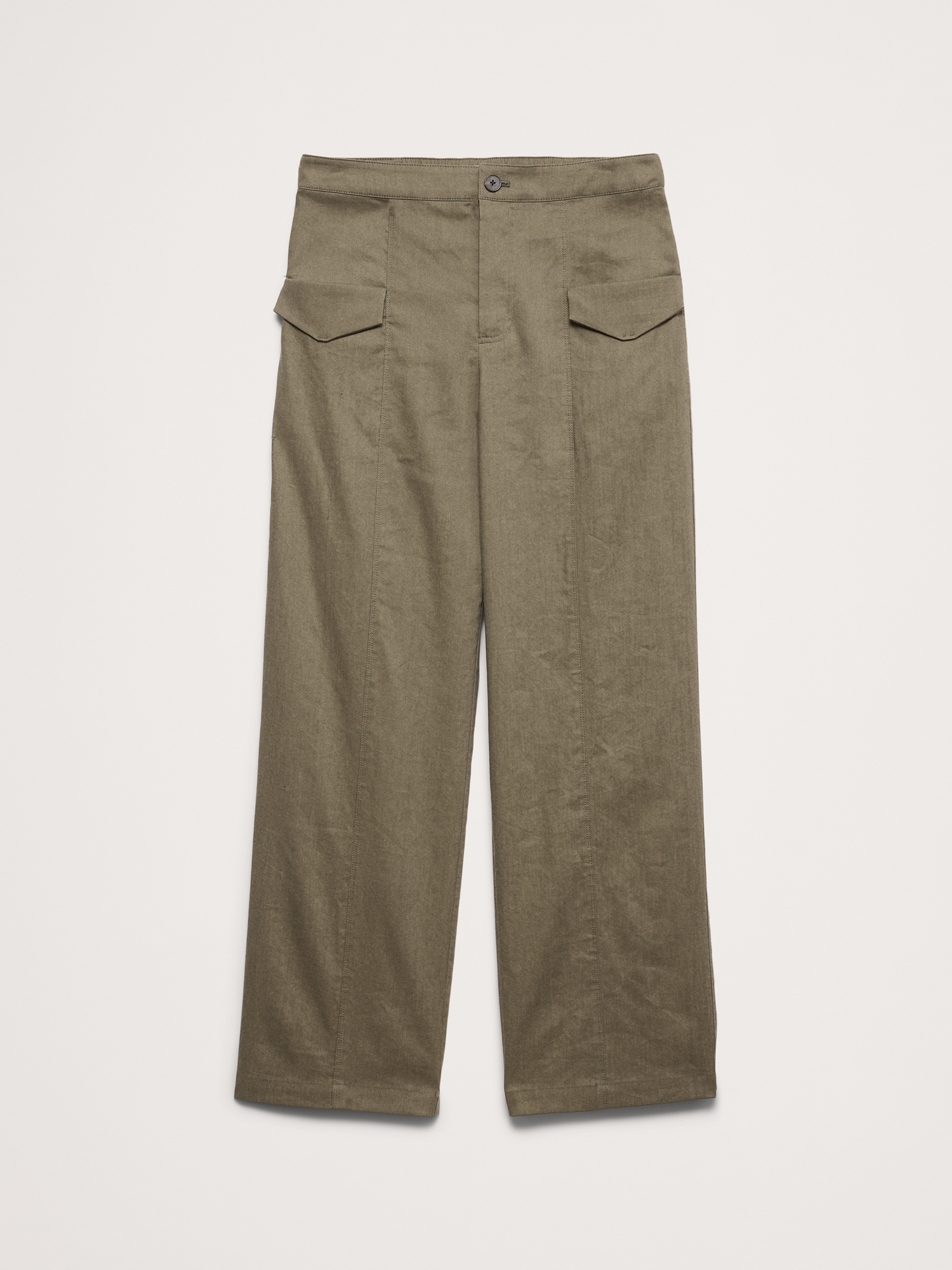 Image number 7 showing, Mid-Rise Straight Utility Pant in Stretch Linen-Viscose