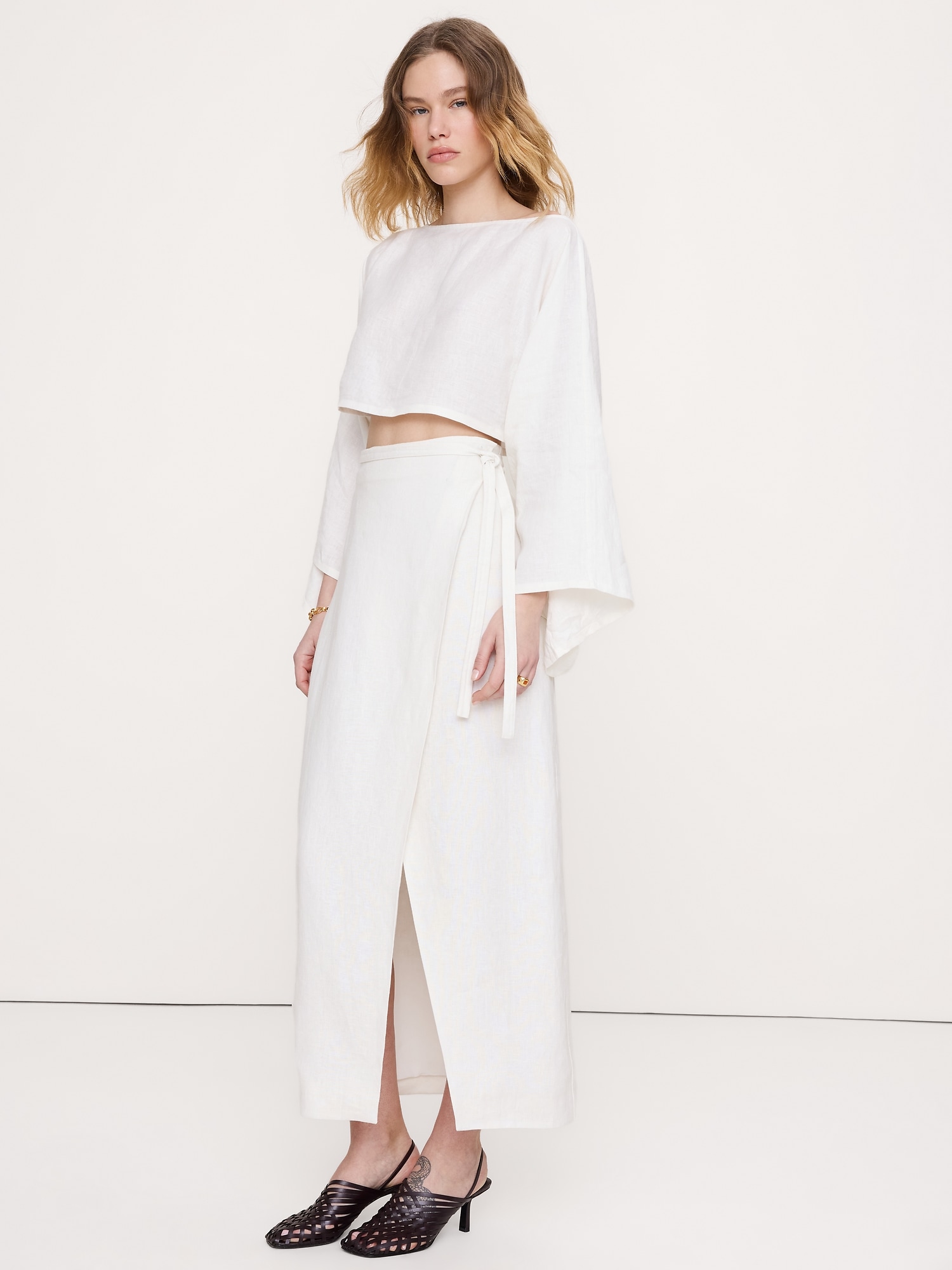 JUPE LONGUE PORTEFEUILLE EN LIN