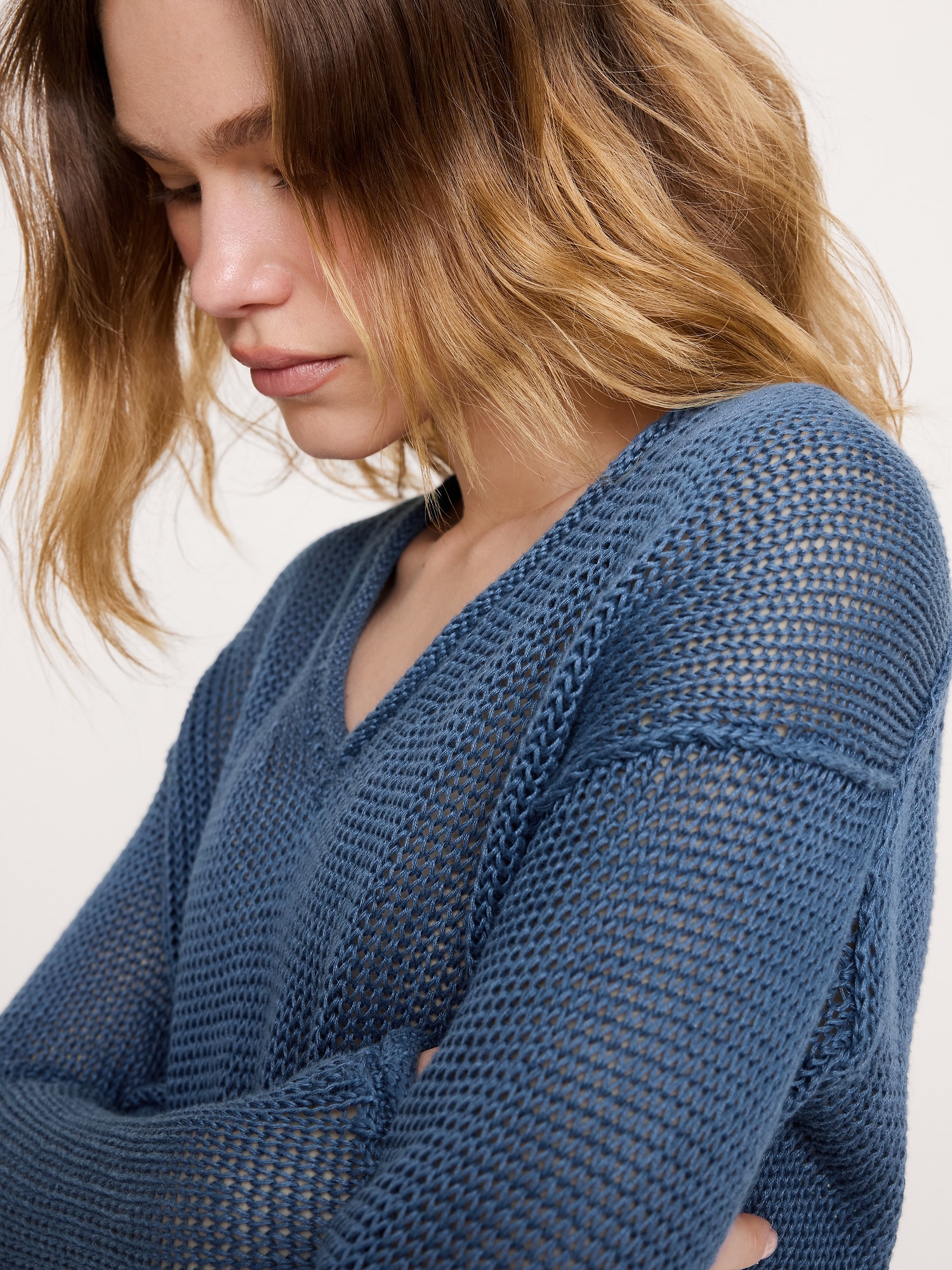Image number 3 showing, Heirloom Linen V-Neck Sweater