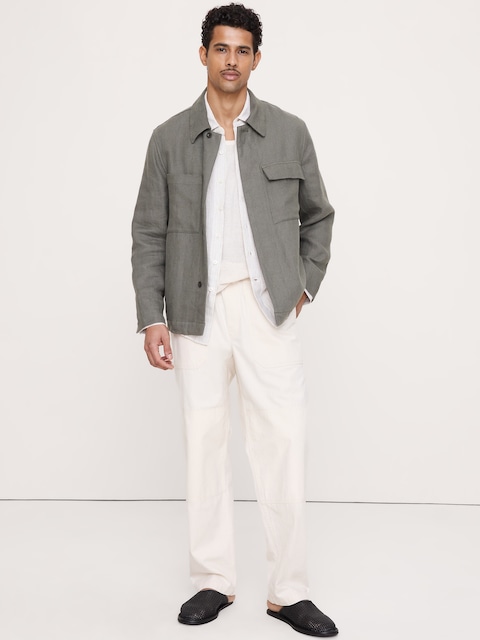 VESTE-CHEMISE À QUATRE POCHES EN LIN
