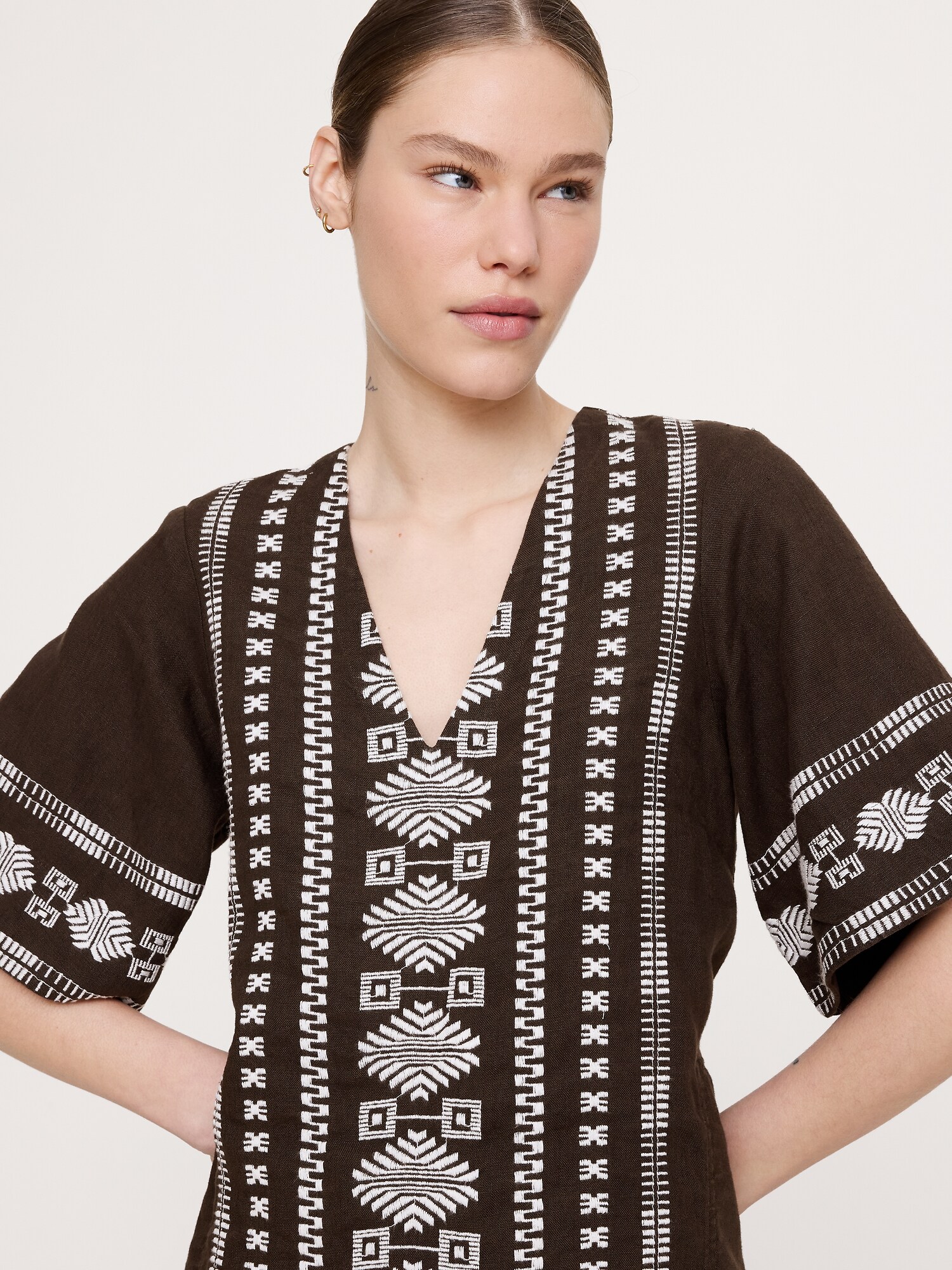 Image number 4 showing, Embroidered Linen Mini Dress