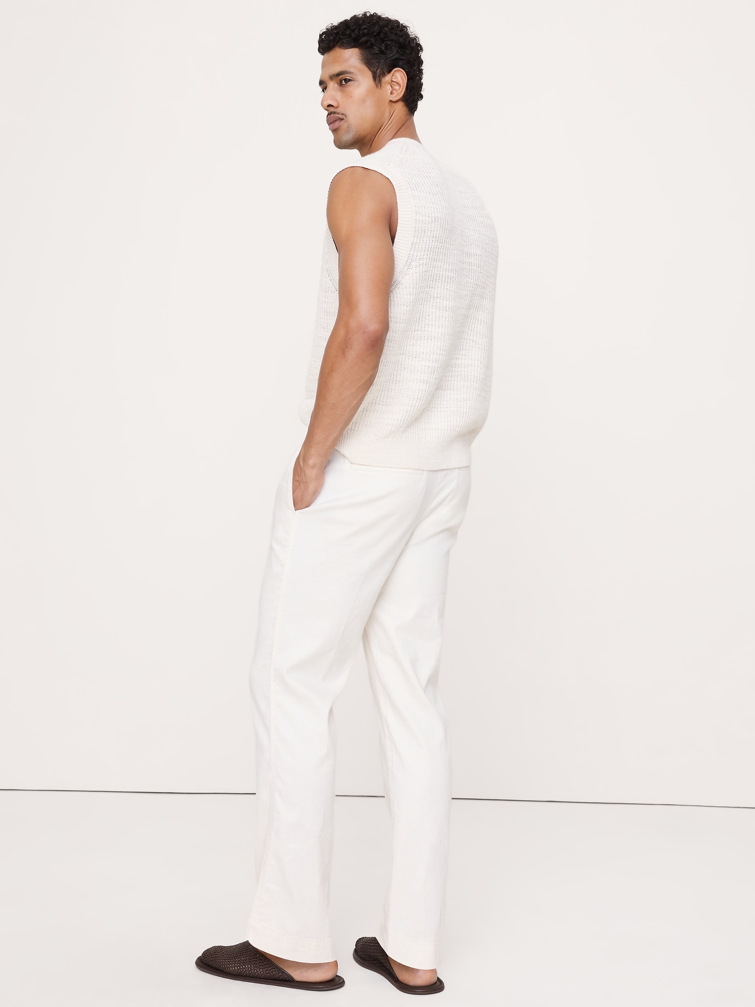 Image number 2 showing, Straight Italian Linen-Cotton Pull-On Pant