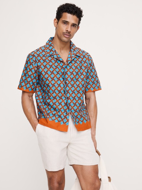 CHEMISE DE VACANCES DÉCONTRACTÉE EN COTON FLAMMÉ