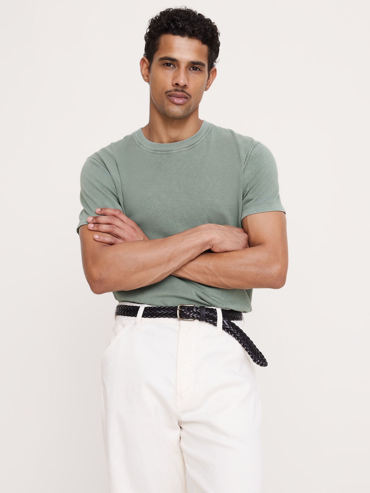 L'image numéro 1 présente T-shirt ras du cou classique en coton flammé