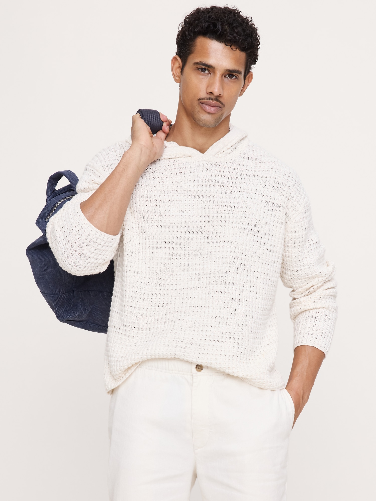 Image number 1 showing, Linen-Cotton Sweater Hoodie