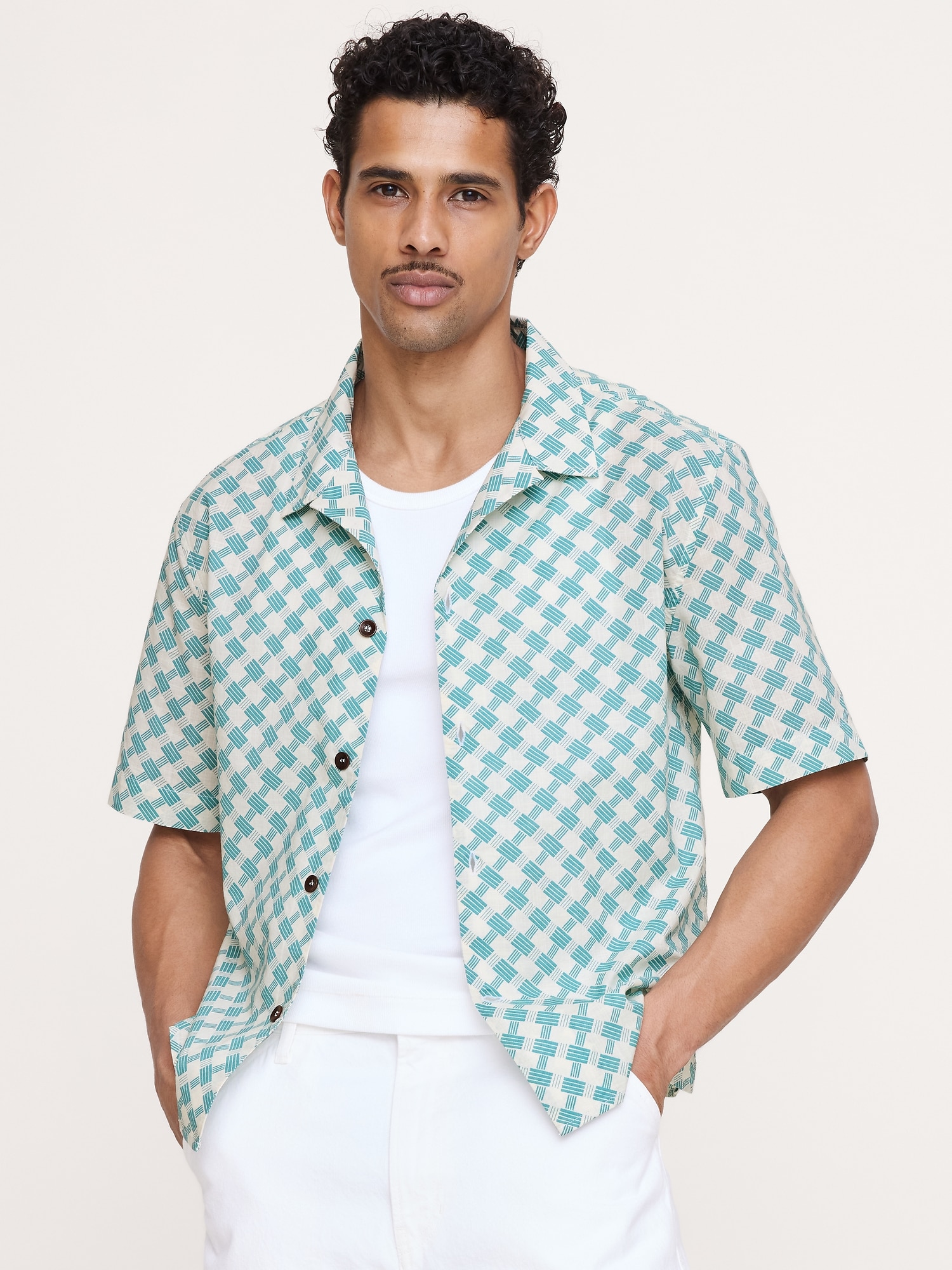 Image number 1 showing, Relaxed-Fit Cotton Slub Resort Shirt