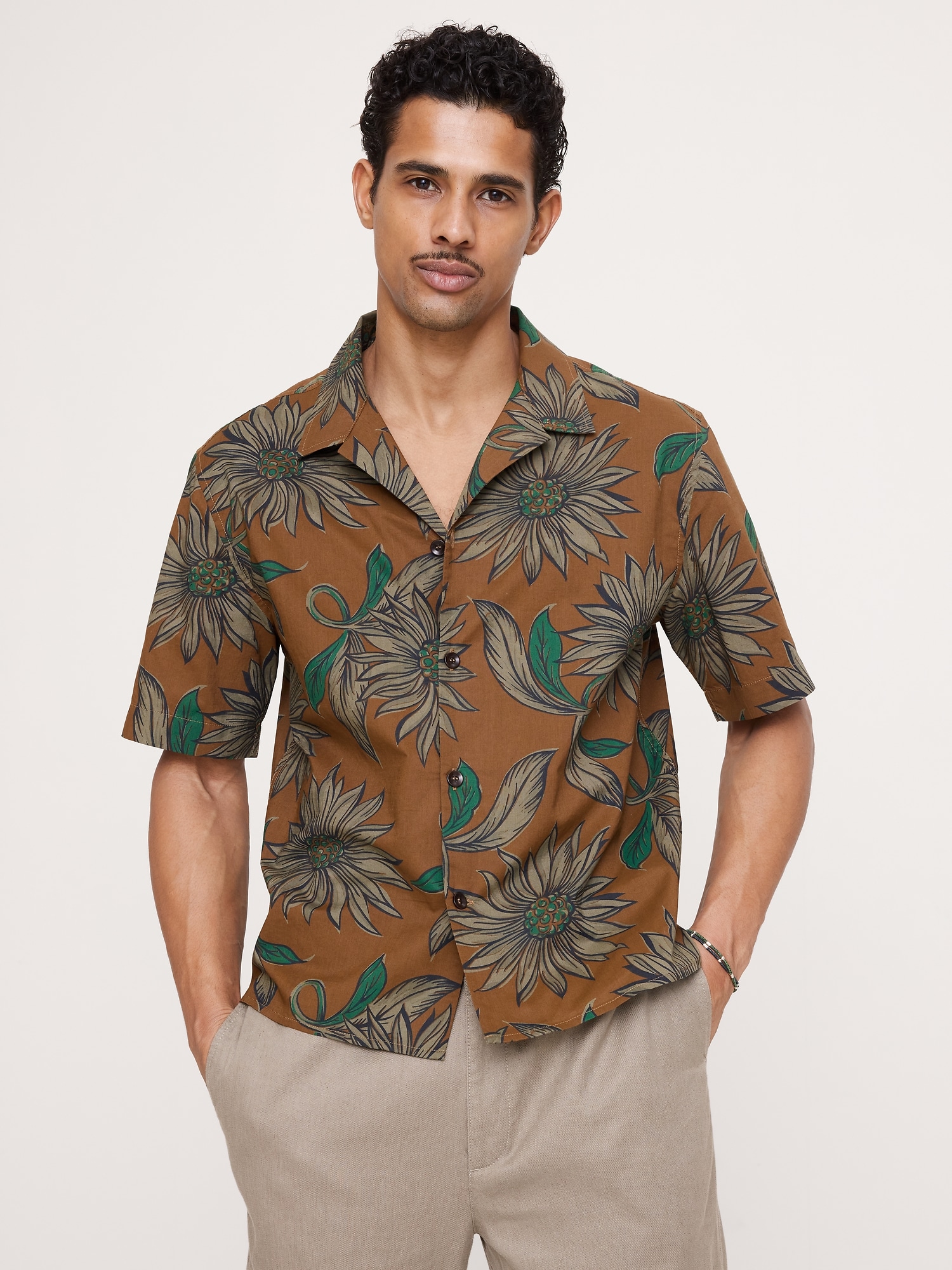 Image number 1 showing, Relaxed-Fit Cotton Slub Resort Shirt